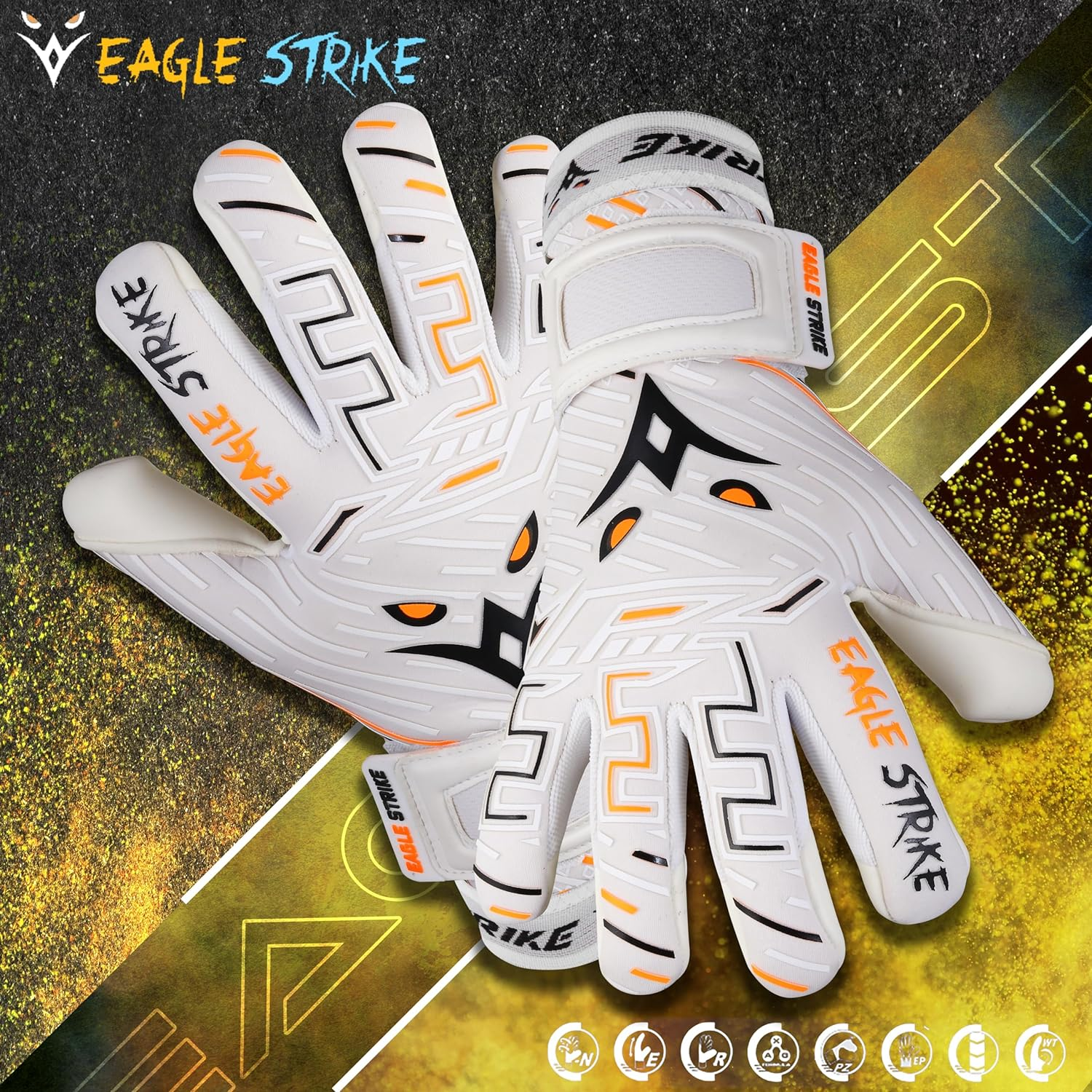 EAGLE STRIKE Goalkeeper Goalie Gloves| Soccer Gloves with Wrist Support | Football Goal Keeper Gloves for Adults, Youth, and Junior for Professional Football Training image number 6