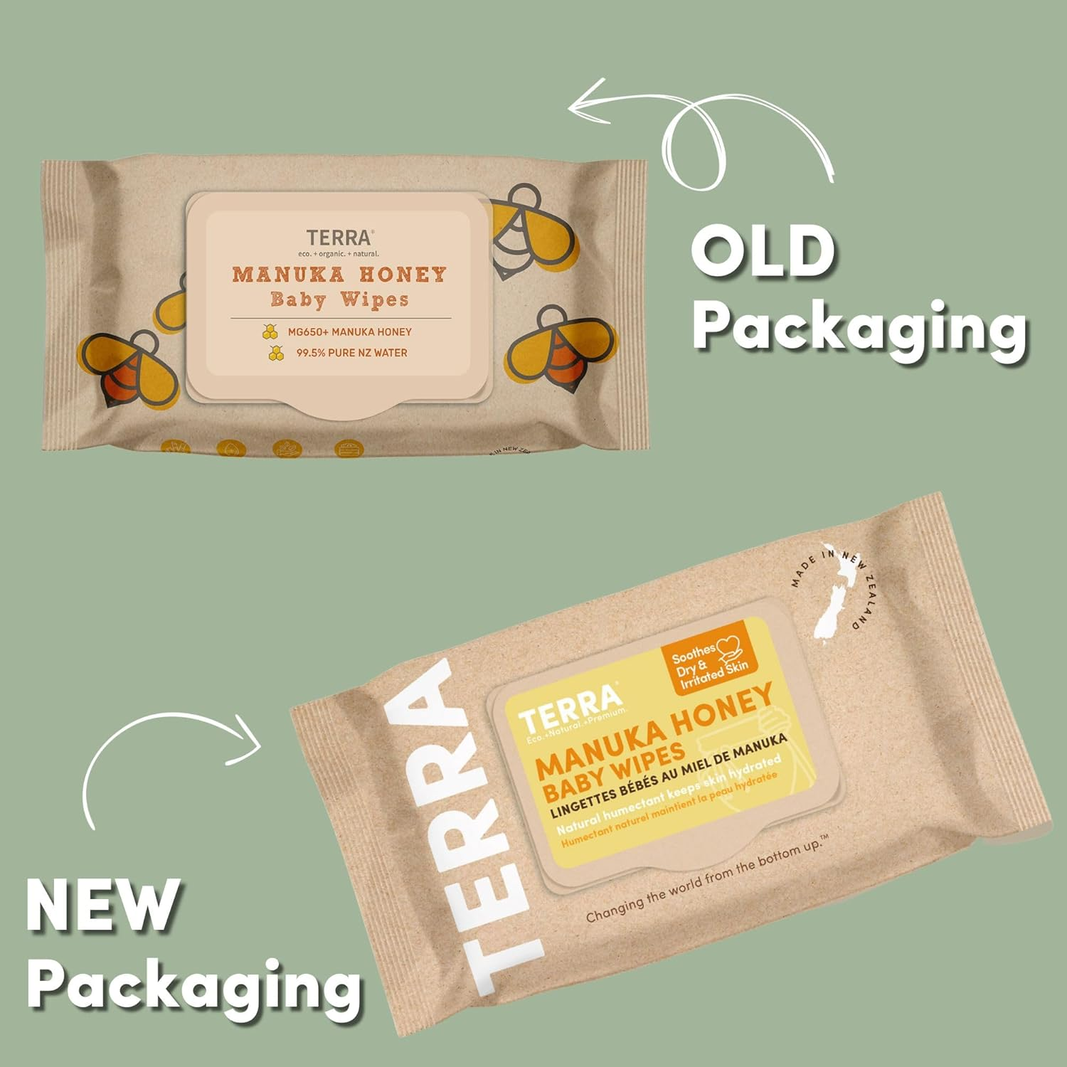 Terra Bamboo Baby Manuka Honey Wipes &ndash; 99.5% Pure New Zealand Water, 100% Biodegradable Bamboo Fiber, 0% Plastic, Unscented, Suitable for Sensitive Skin &ndash; 12 Packs of 70 Wipes image number 6