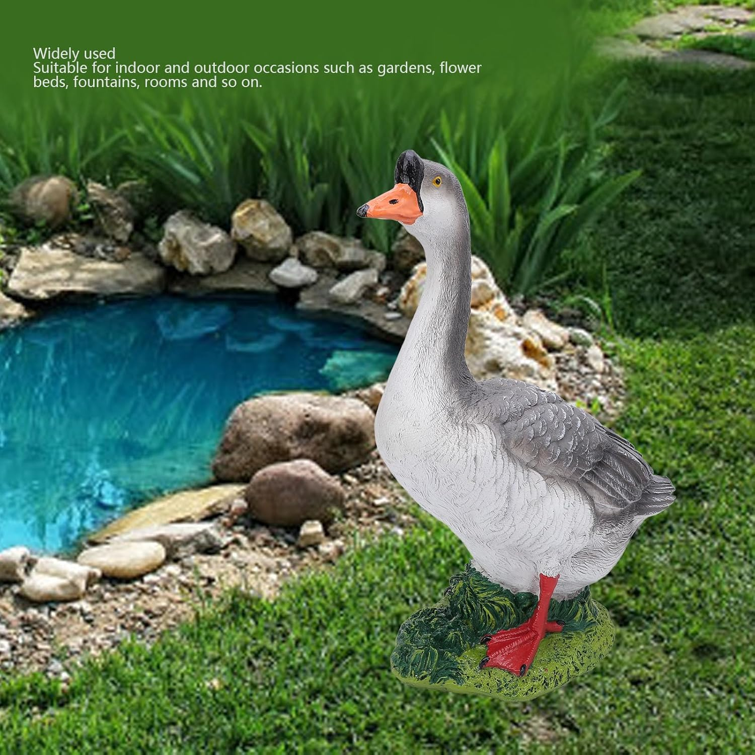 Jiawu Resin Goose Statues, Outdoor Goose Figurine, Porch Animal Statues, Goose Sculptures Desktop Ornament, Simulation Animal Decor for Table, Garden, Patio, Porch (Right Side Stance) image number 3