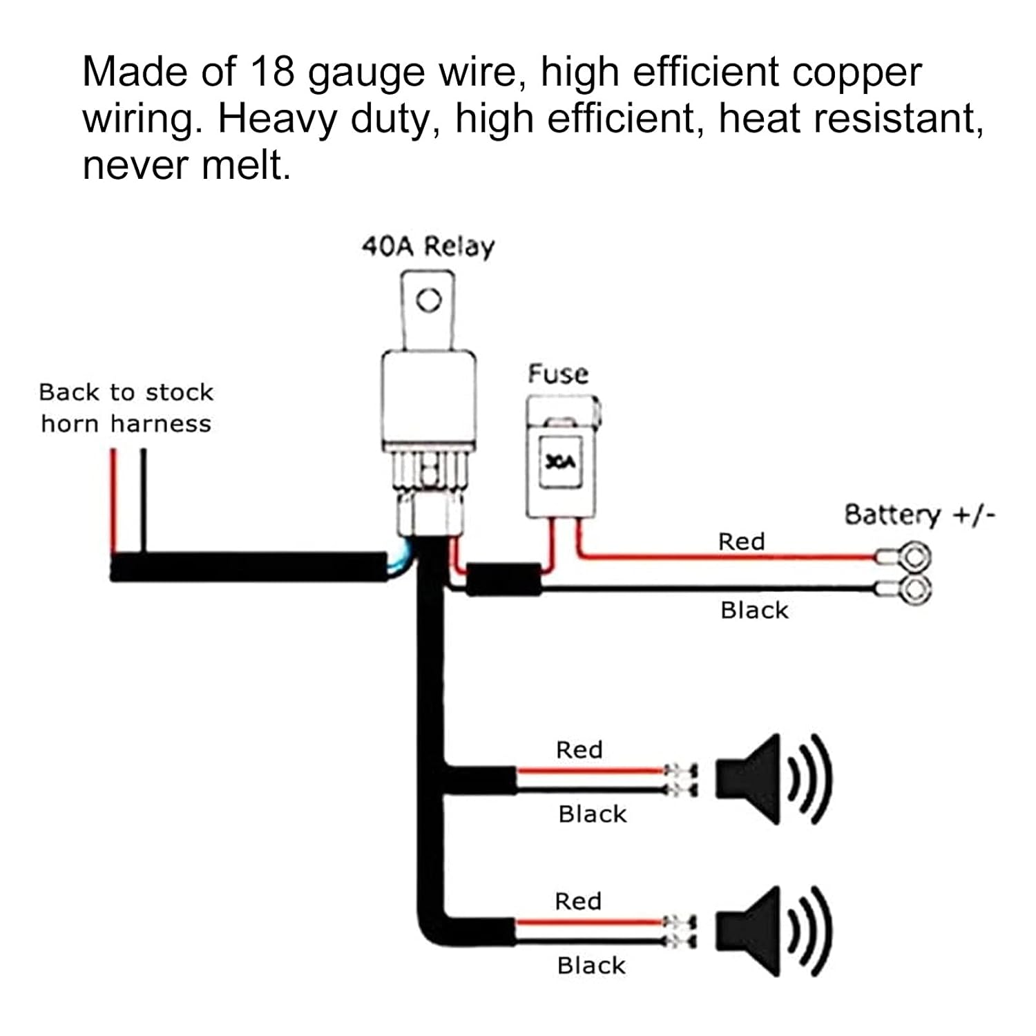 Horn Wiring Harness Relay Kit Universal Strong Wiring Harness Relay Kit Heavy Duty Multifunctional Car Truck for Car Horn System image number 1