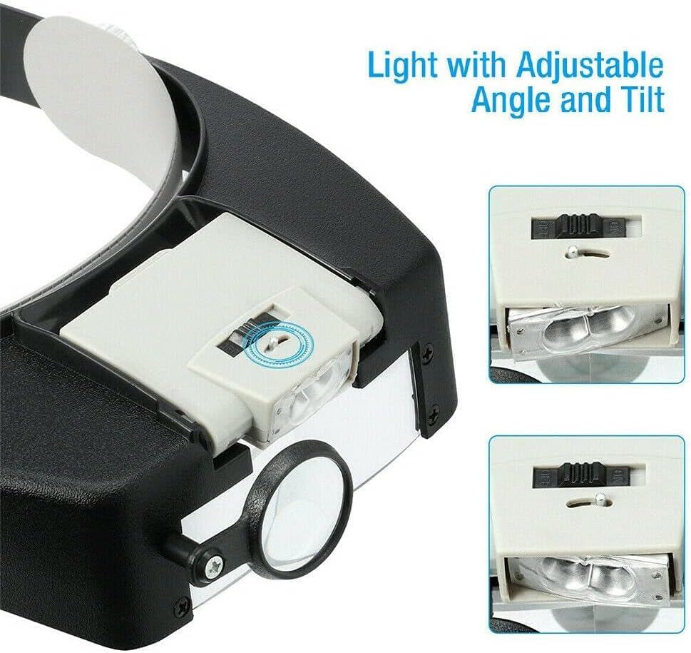 Head Magnifier Jewelers with LED Light Illuminated Helmet Magnifying 1.5X 3X 6.4X 8.3Xtools for Watch Repair, Precision Work Reading Aid image number 3
