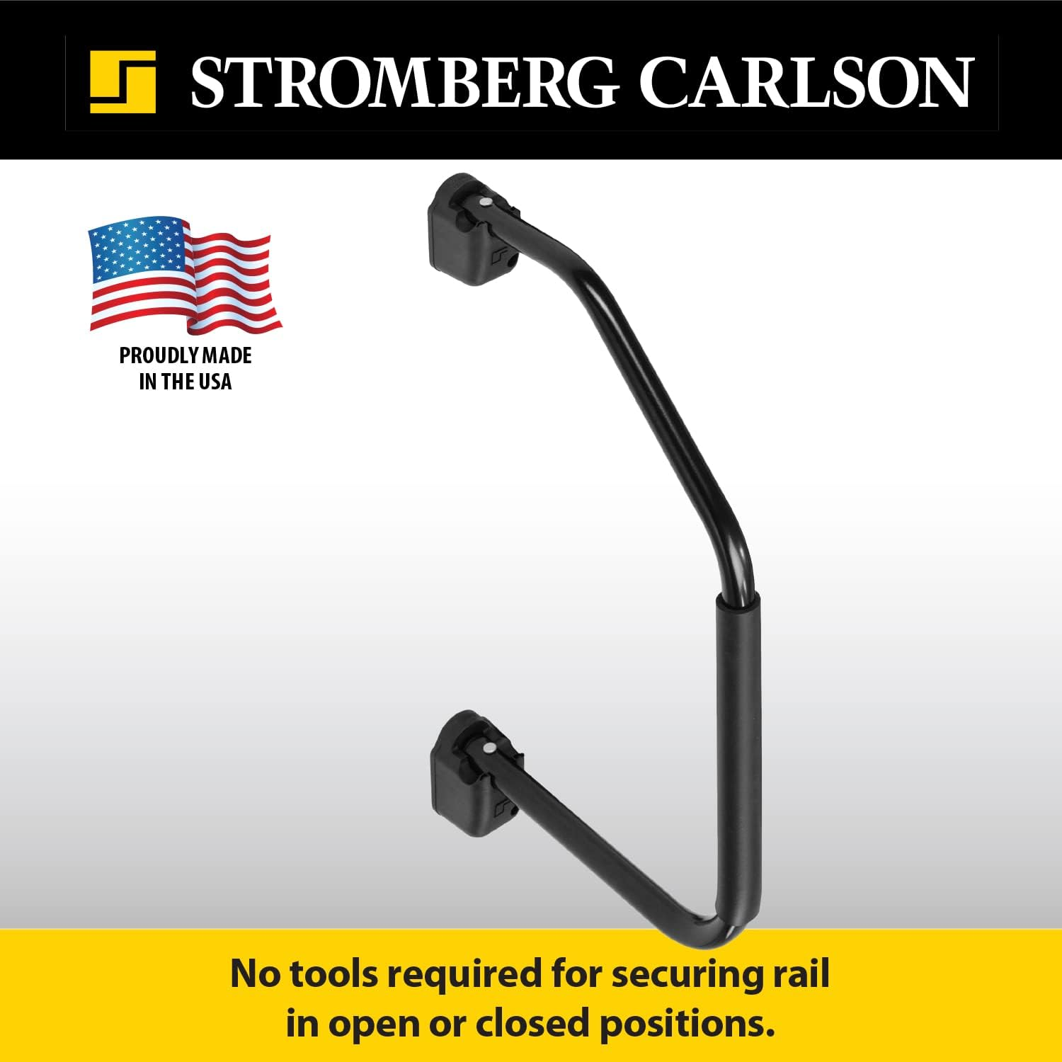 Stromberg Carlson AM-800 Lend a Hand Assist Rail - Rvs & Trailers Wall Mount Handrail, RV Door Handle, Ideal for Rvs & Trailers, Camper Entry Door Handle, Black Finish, 27" Long X 15.5" Depth image number 1