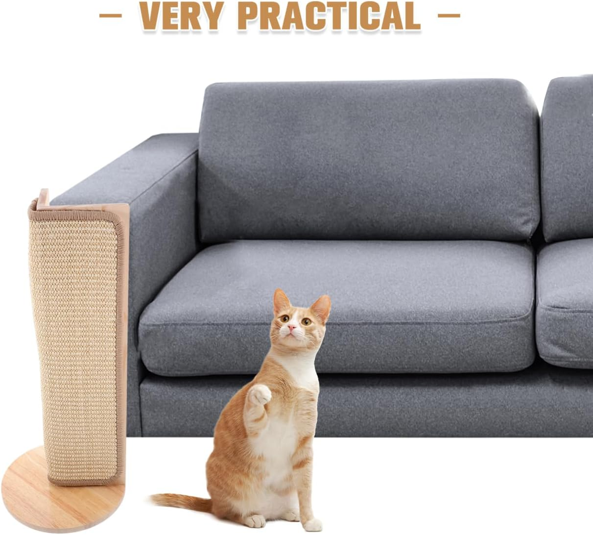 Kisangel Cat Scratching Post, Natural Sisal Scratcher Corner, Sofa Guard Furniture Protector Pad for Minimalist Design image number 3