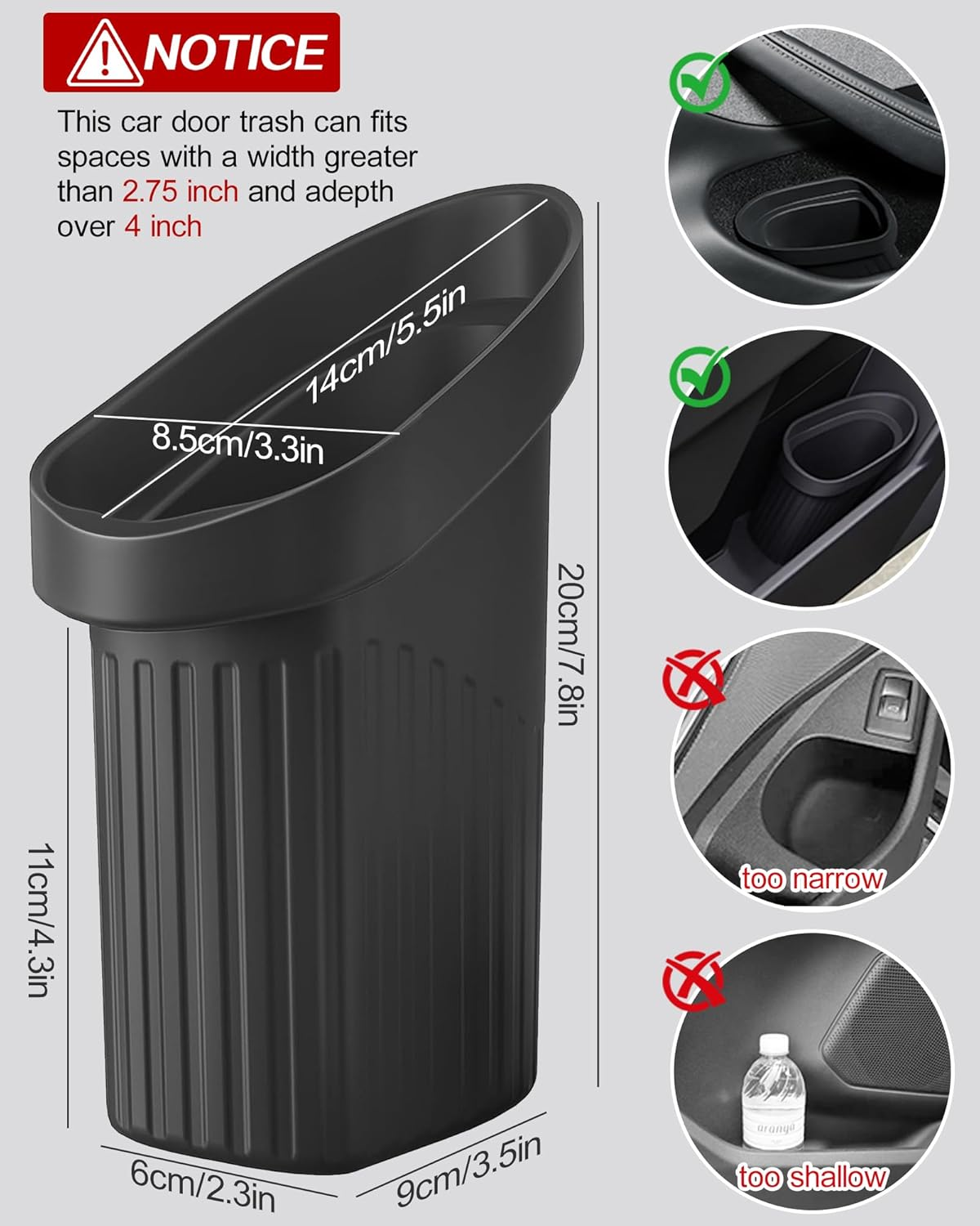 Car Door Organizer for Tesla Model Y Juniper 2025 2026 & Model 3 2024-2026 Highland, Silicone Front Door Side Storage Box Mini Trash Can, Waterproof Garbage Organizer for Tesla Model 3/Y 2016-2026 image number 1