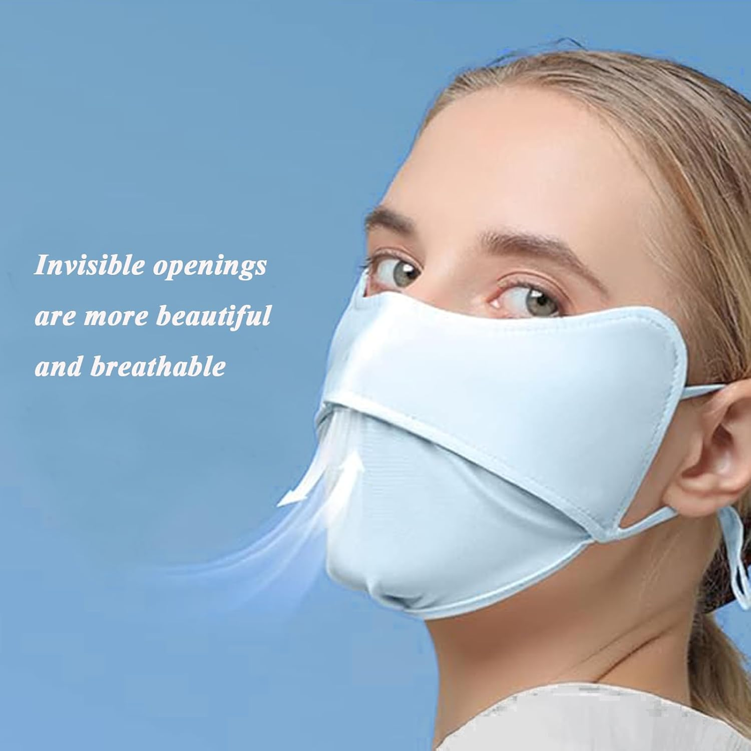 UV Face Mask UPF 50+ Protection Blocks 98% UVA/UVB Rays,Ice Silk Sun Shield with Adjustable Ear Loops, Reusable Washable Breathable Cover for Women and Men, 4 Pack (Pink, Black, Gray，Blue) image number 2