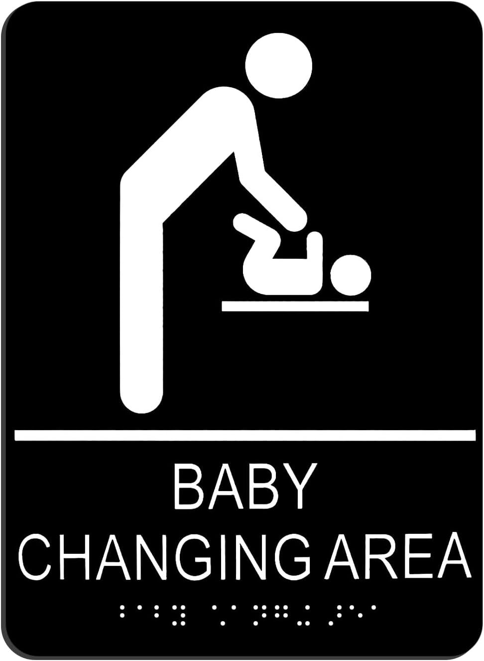 Baby Changing Area Sign for Business, ADA Compliant Braille Restroom Sign, 8.27 X 5.9 Inch Diaper Changing Station Sign with Adhesive Back, Black Acrylic Baby Changing Station Sign image number 4