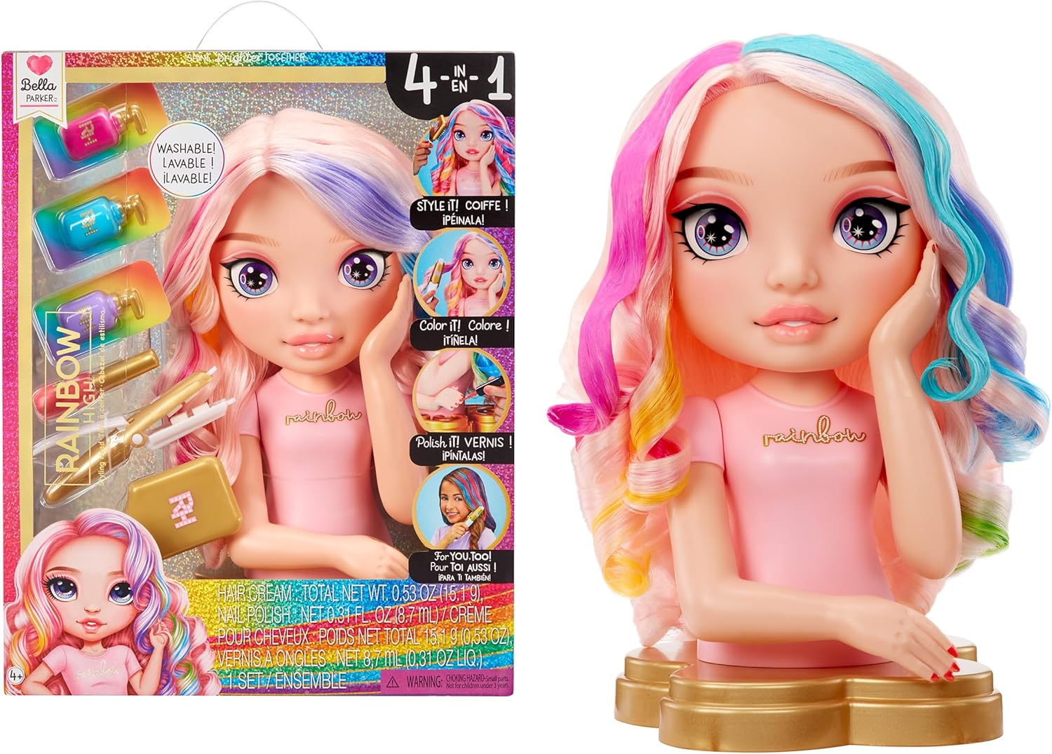 Rainbow High Watercolour & Create DIY Fashion Doll with Washable Watercolours and Tie-Dye Kit - Brown Eyes, Curled Hair, Extra Top & Shoes - Colour, Create, Play, Rinse and Repeat - Kids 4-12+ Years