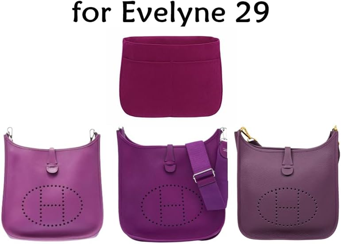 Purse Organizer Insert for Evelyne 29 PM Handbag, Faux Suede Fabric, Lightweight, Fits Perfectly, Sturdy, Hand Wash, Keep Its Shape Gift Ideas for Women (Purple E29S) - Black E29S image number 5
