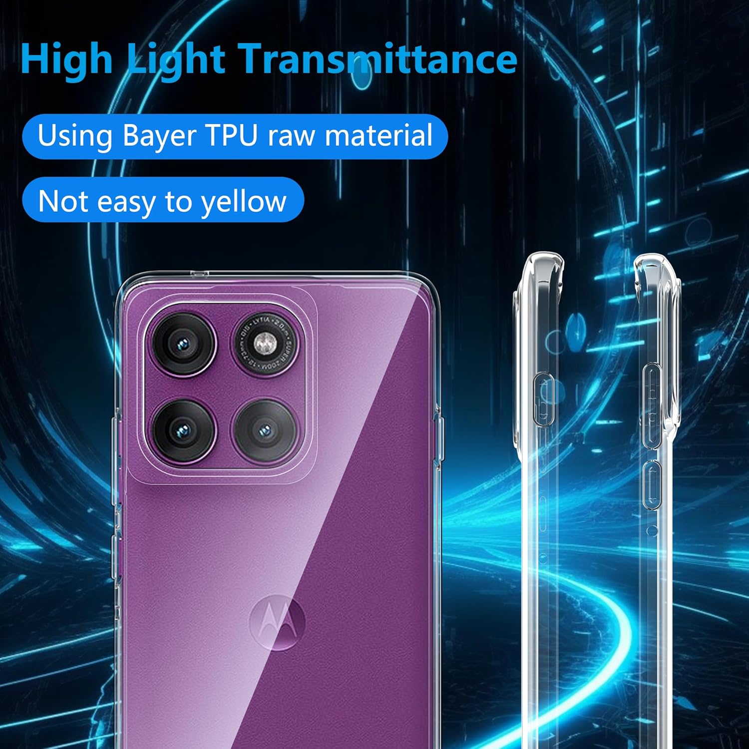 FDHYFGDY Case for Motorola Edge 60 Pro Protective Case, Transparent Shockproof Silicone Mobile Phone Case, Clear, Thin, Soft TPU Bumper Cover Case image number 5