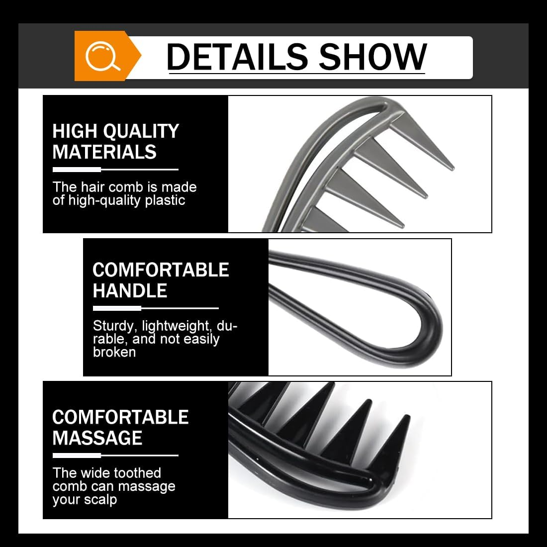 Pack of 2 Wide Tooth Comb, Wide Tooth Trowel, Professional Hairdresser Comb, Antistatic Coarse Teeth for Various Types of Hair, Hair Comb image number 3