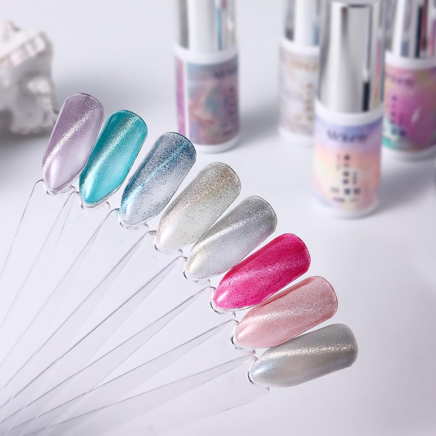 Pack of 150 Nail Pattern Sticks, Nail Sticks Nail Colour Display Stand, Semi-Permanent Nail Polish Colour Chart for Nail Art Style and Colour Display with Number Stickers 1-180 image number 4