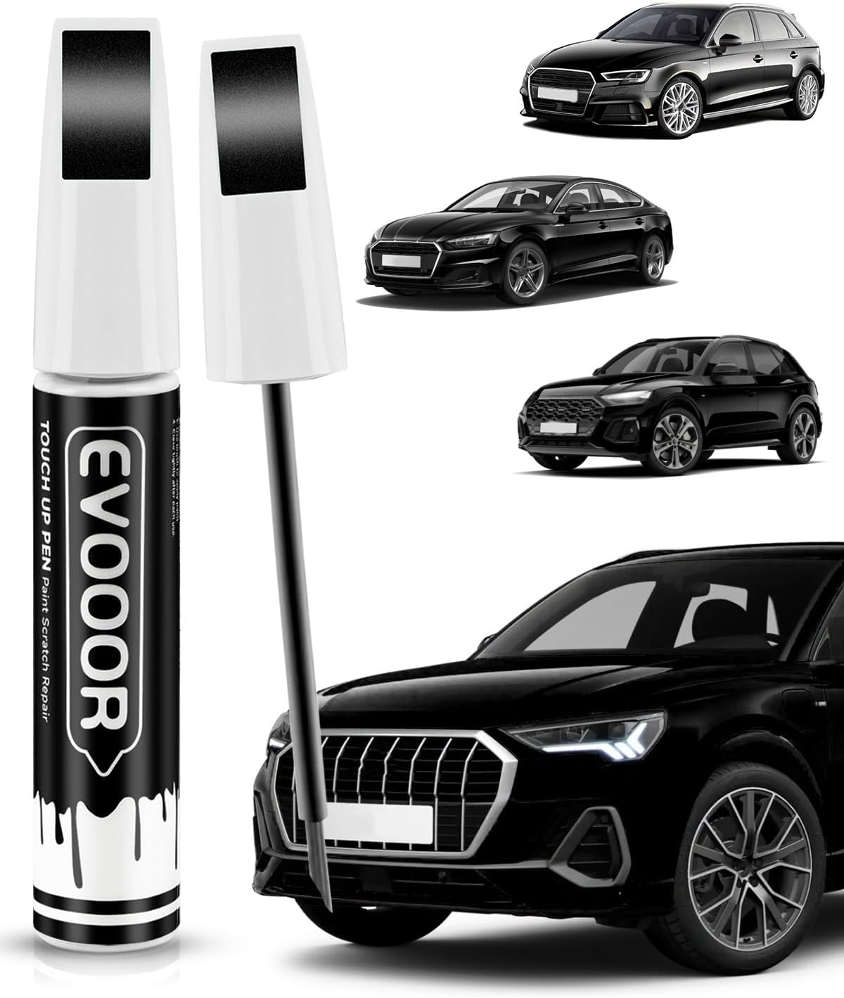 Touch up Paint Compatible with Audi Exact Match 2 in 1 Touch up Pen for Chips and Nicks Repair (Lbis White(Ly9C/T9))