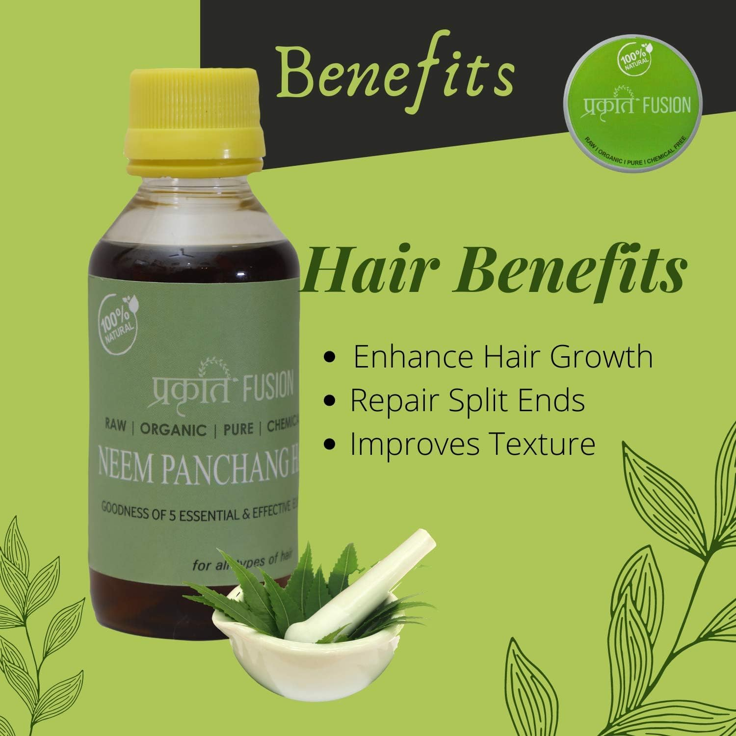 Prakrati Fusion Neem Panchang Hair Oil | Pure,Organic & Chemical Free