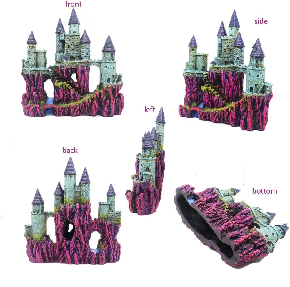 Ulifery Fairy Princess Gothic Castle Aquarium Decorations Glow Fish Tank Ornaments Large for Betta Hideout, Pink image number 3
