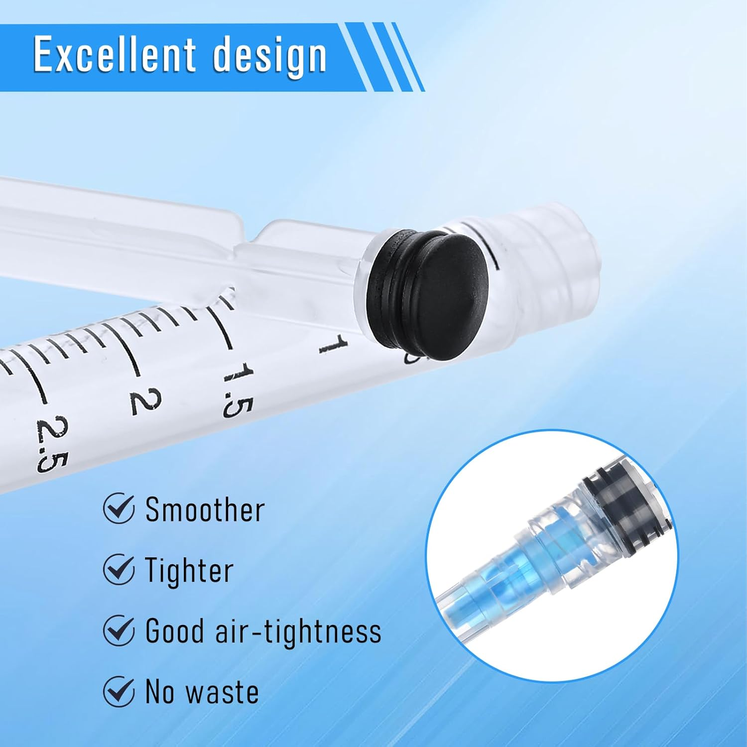 3Ml/Cc Syringes with 23G 1 Inch 25Mm Needle, Disposable Syringe Forlab Measuring Supplies, Individually Wrapped, Pack of 20 image number 5