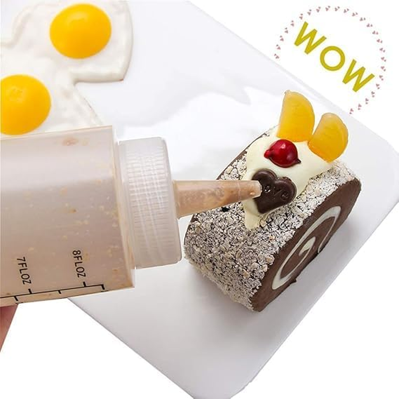 6 Pcs 500ML Sauce Squeeze Bottle with Cap Lines Durable Condiment Dispenser Bottle with Graduated Plastic Condiment Squeeze Squirt Bottles for Ketchup Sauces Syrup Condiments Dressings BPA Free image number 5