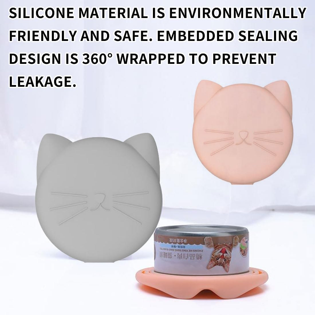 LEEQ 2 X Can Lid Cat Food and 2 X Silicone Spatula Silicone - Pet Food Can Lid for Puppies/Cat Food Fits Almost All Food Cans image number 1