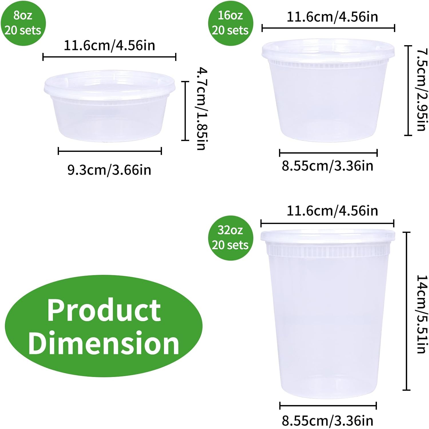 60 Set Deli Containers with Airtight Lids (8Oz, 16Oz, 32Oz), Leakproof, Stackable, Microwave,Dishwasher,Freezer Safe - Good for Meal Prep, Portion Control, and Food Storage,Takeaway Container