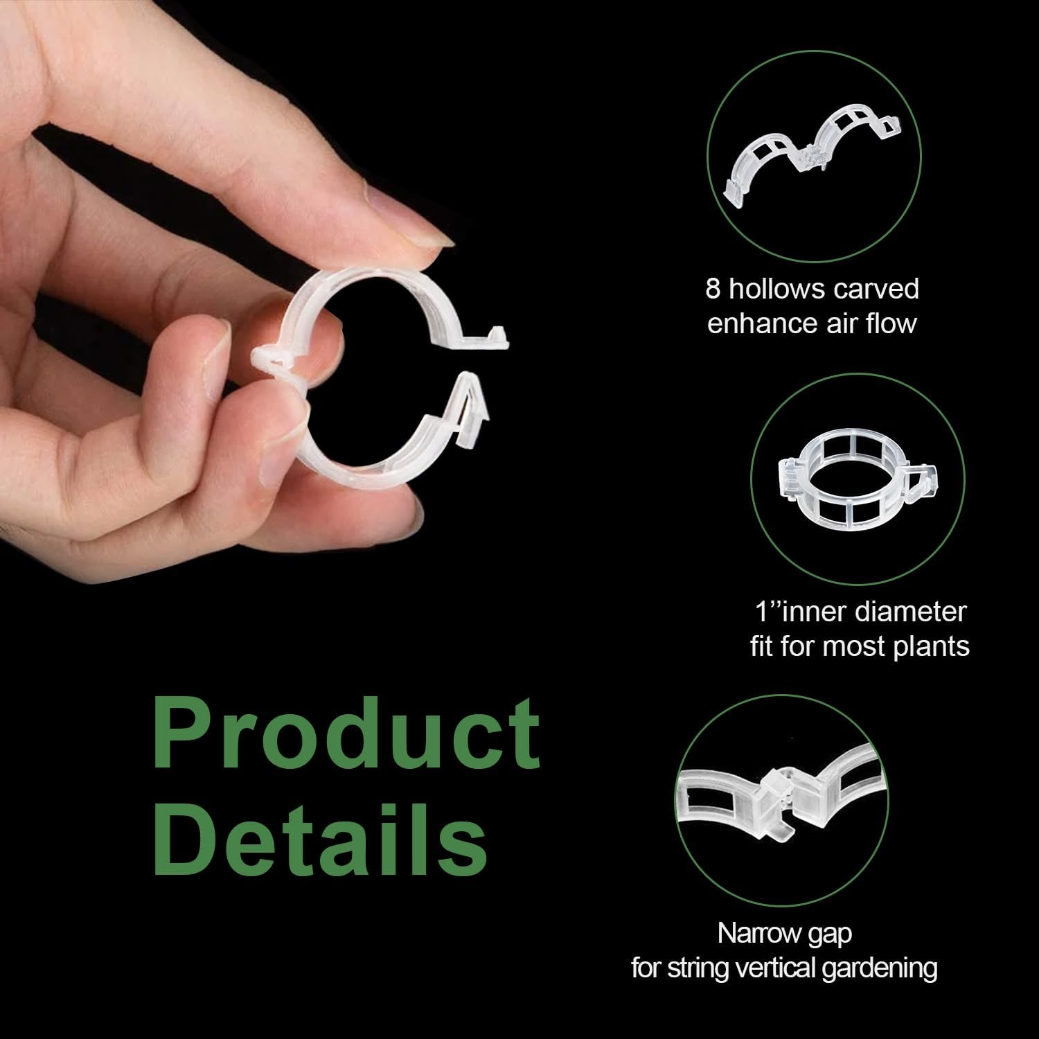 Topbine 200 Pcs Plant Support Clips,Plastic Garden Trellis Clips for Climbing Plants to Grow Upright Healthier image number 5