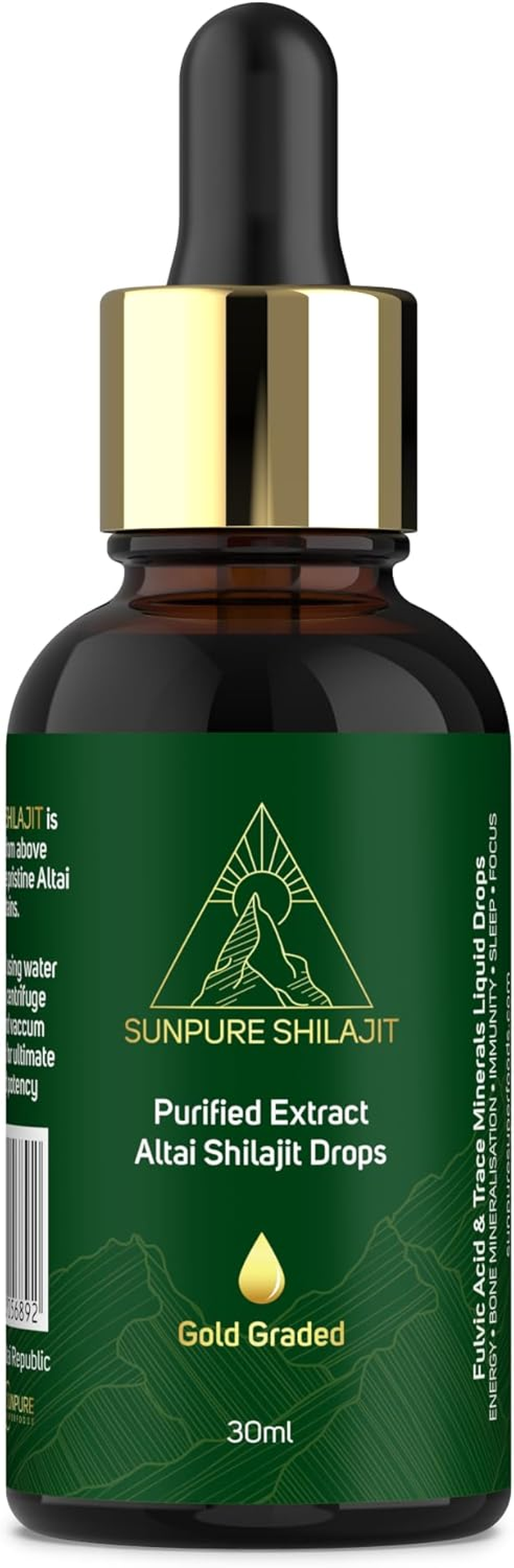 Pure Authentic Siberian Altai Shilajit Drops 30Ml - Golden Mountains above 14,000FT | Purified & Organic | 85+ Essential Minerals | High Bioavailability image number 1