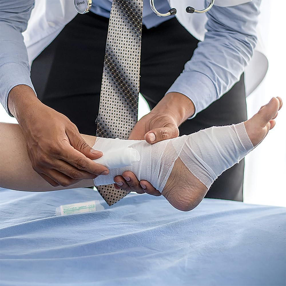 10 Roll Gauze Bandage Rolls Elastic Stretch Gauze Rolls Medical Gauze Stretch Roll Tape Self-Adherent Tape Pressure Wrap Bandage Rolls First Aid Tape Conforming Stretch Gauze Bandage Rolls,7.5Cmx4.5M image number 1