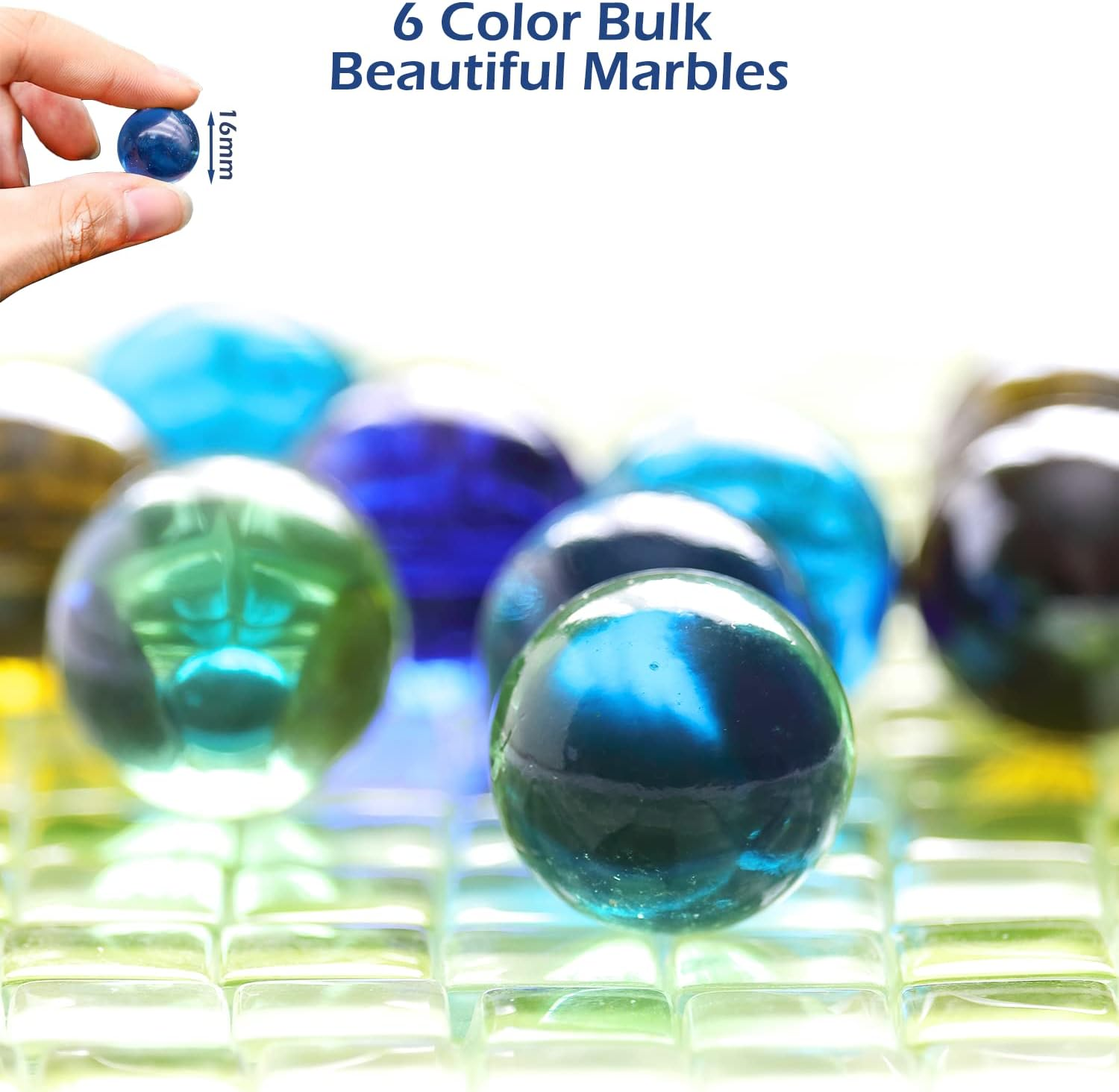 Colourful Glass Marbles,80 Pcs 16MM Mixing Marbles Bulk for Kids Marble Games DIY and Home Decoration(Solid Color) image number 5