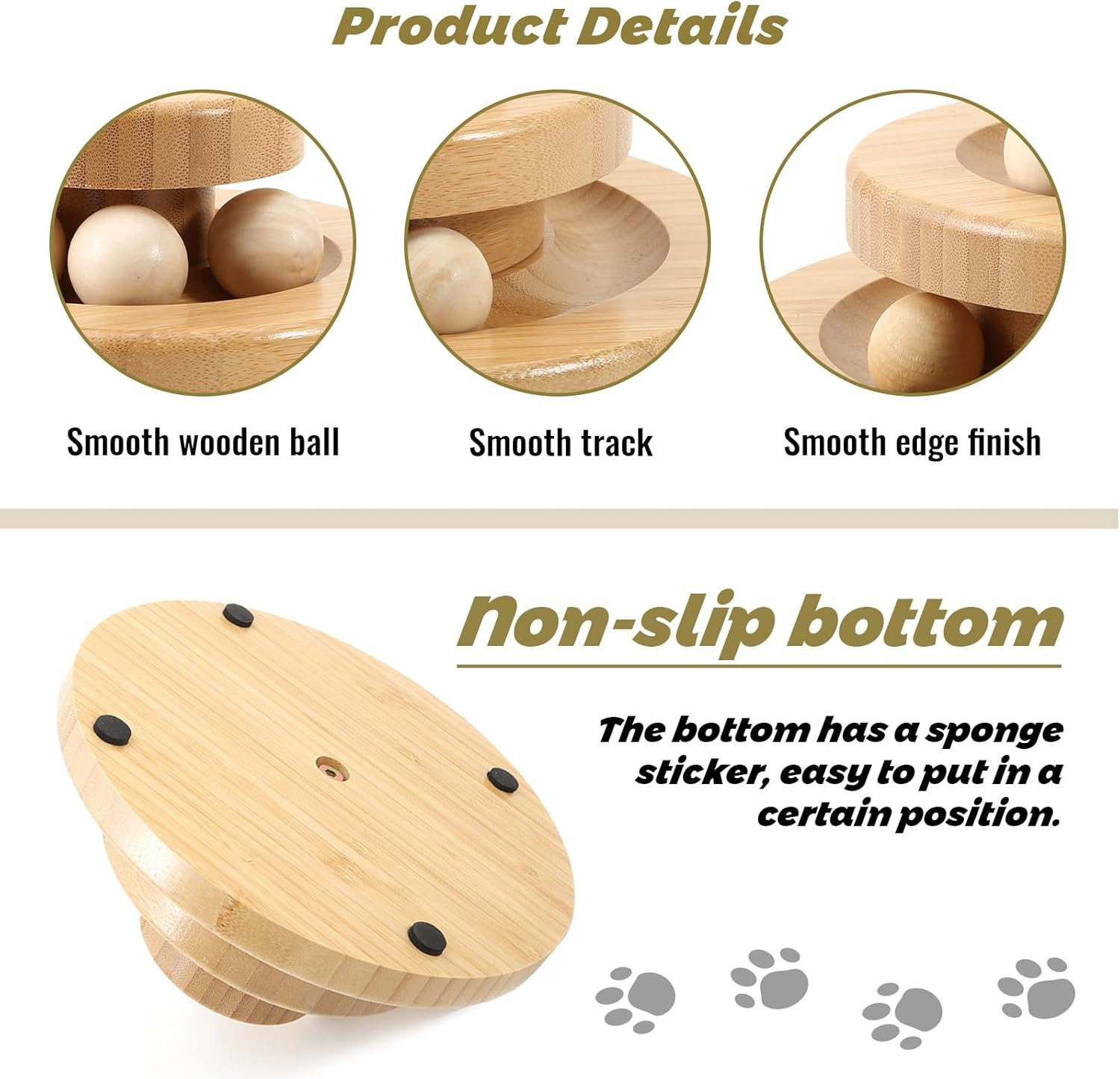 LUPAPA Cat Toys for Indoor Cats，With 9 Cat Toy Ball Interactive Wooden Cat Toy，Funny Roller Cat Tower Toys image number 4