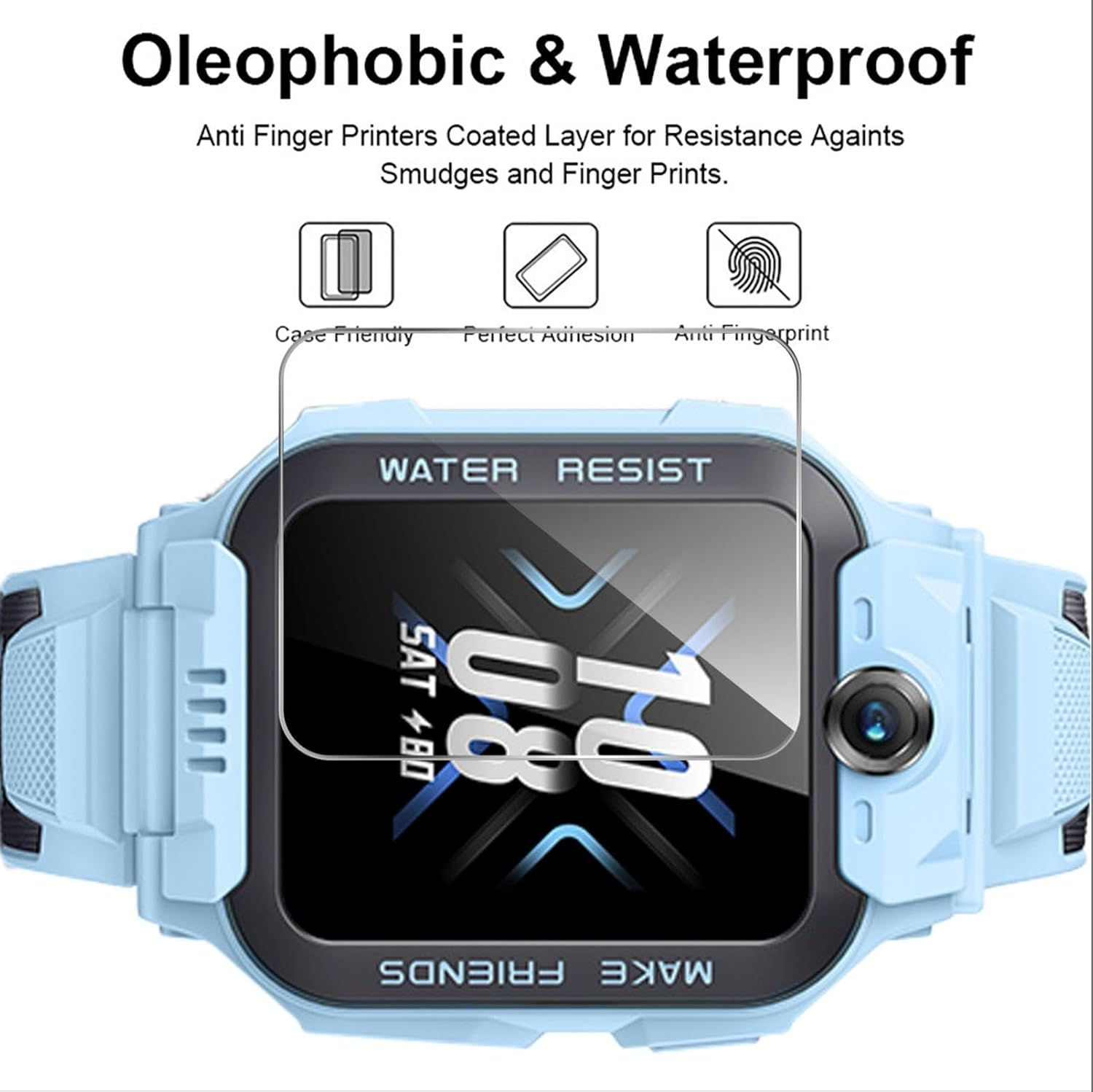 GIOPUEY Screen Protector for Imoo Watch Phone Z7, [Pack of 4] HD Tempered Glass Ultra Thin Film, [Anti-Scratch] [Anti-Reflective] - Transparent