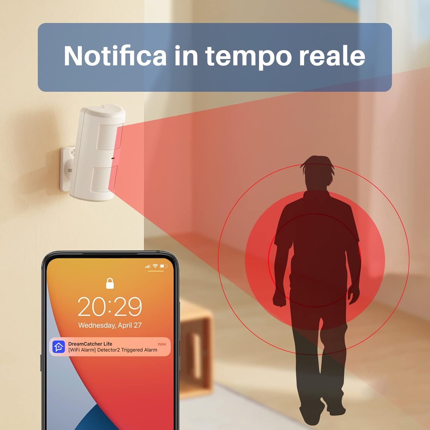 Chuango PIR-910 Pet Safe Motion Sensor Wireless Indoor Human Motion Detection Energy Saving Mode Tamper Protection 110&deg;/ 5M Detection Range image number 6