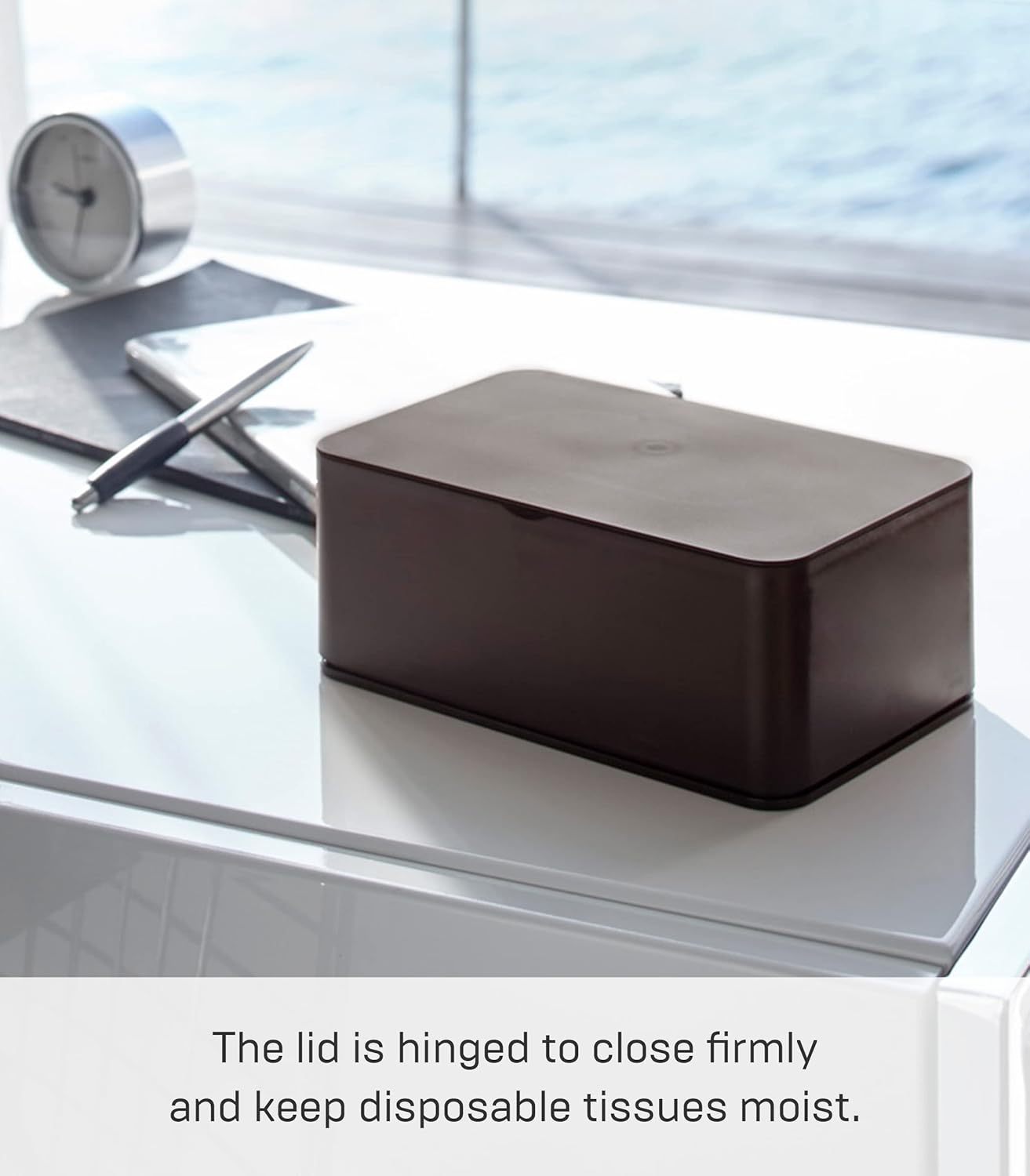 YAMAZAKI Home 3256 Home Wet Tissue Case-Wipe Dispenser Storage Box Container, One Size, Brown - Brown image number 5