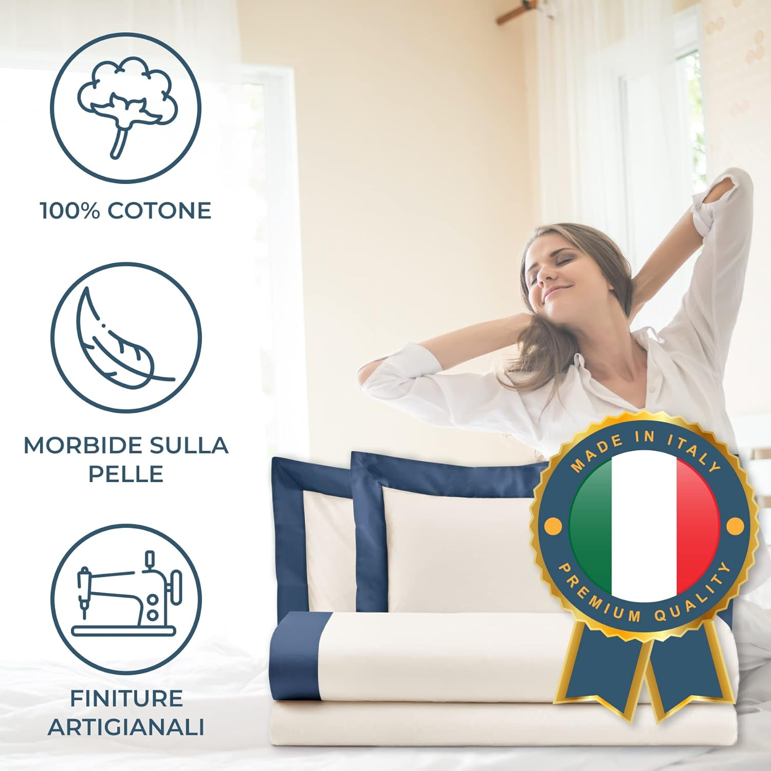 Lisola Cotton and Satin Bedding Set 1 Flat Sheet 220 X 290 Cm + 1 Fitted Sheet 140 X 200 X 30 Cm + 2 Pillowcases 80 X 50 Cm Made in Italy Diamond Pearl Grey image number 2