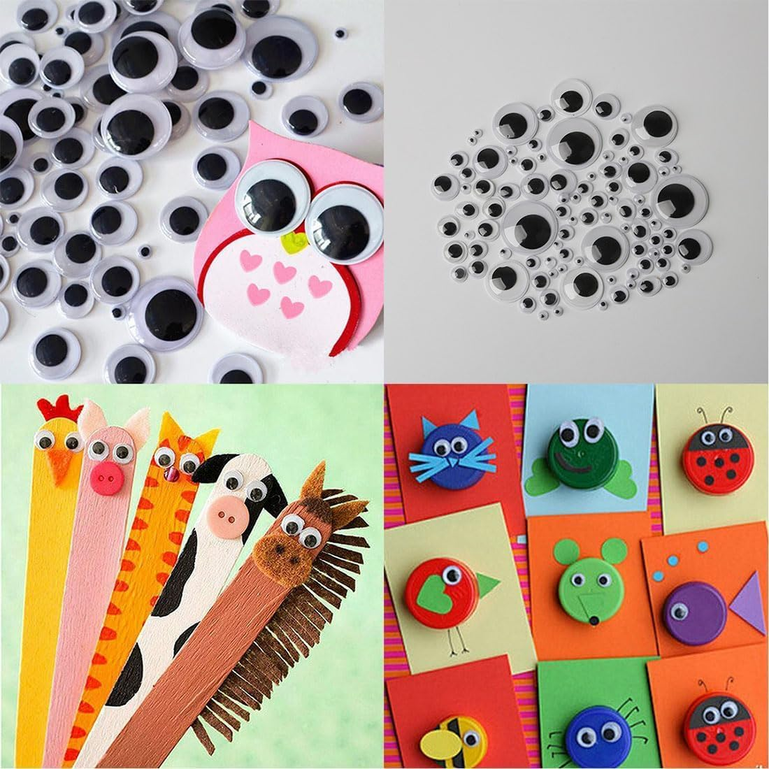1280Pcs Wiggle Googly Eyes,Doll Wiggle Eyes Self Sticking Doll Puppet Eyeball DIY Decoration Craft Lifelike Vivid Googly Eyes Replacement image number 2