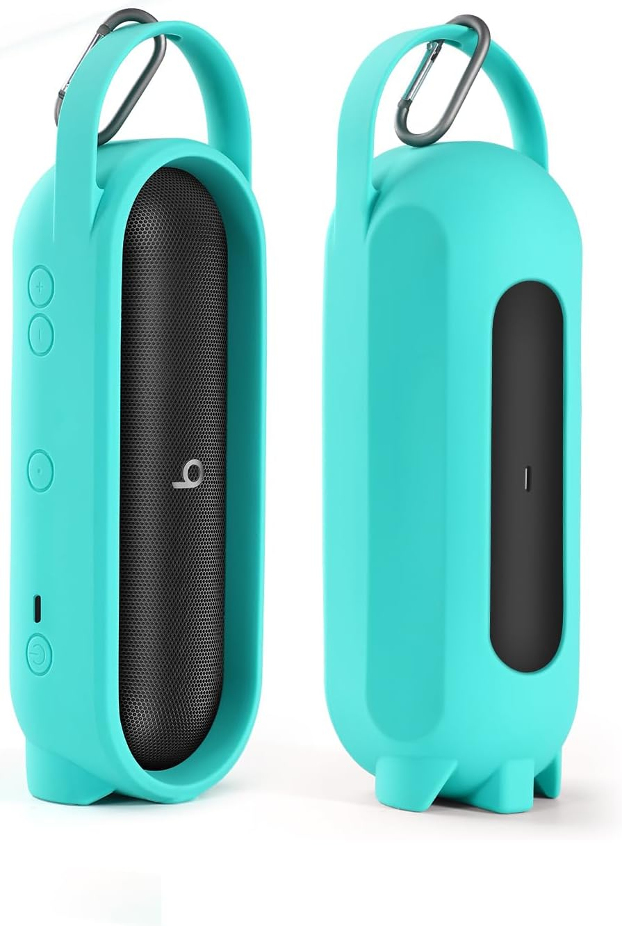 JOYSOG Silicone Cover for Beats Pill Portable Bluetooth Speaker Storage Bag Speaker Holder Travel Bag (Type 2&Red)