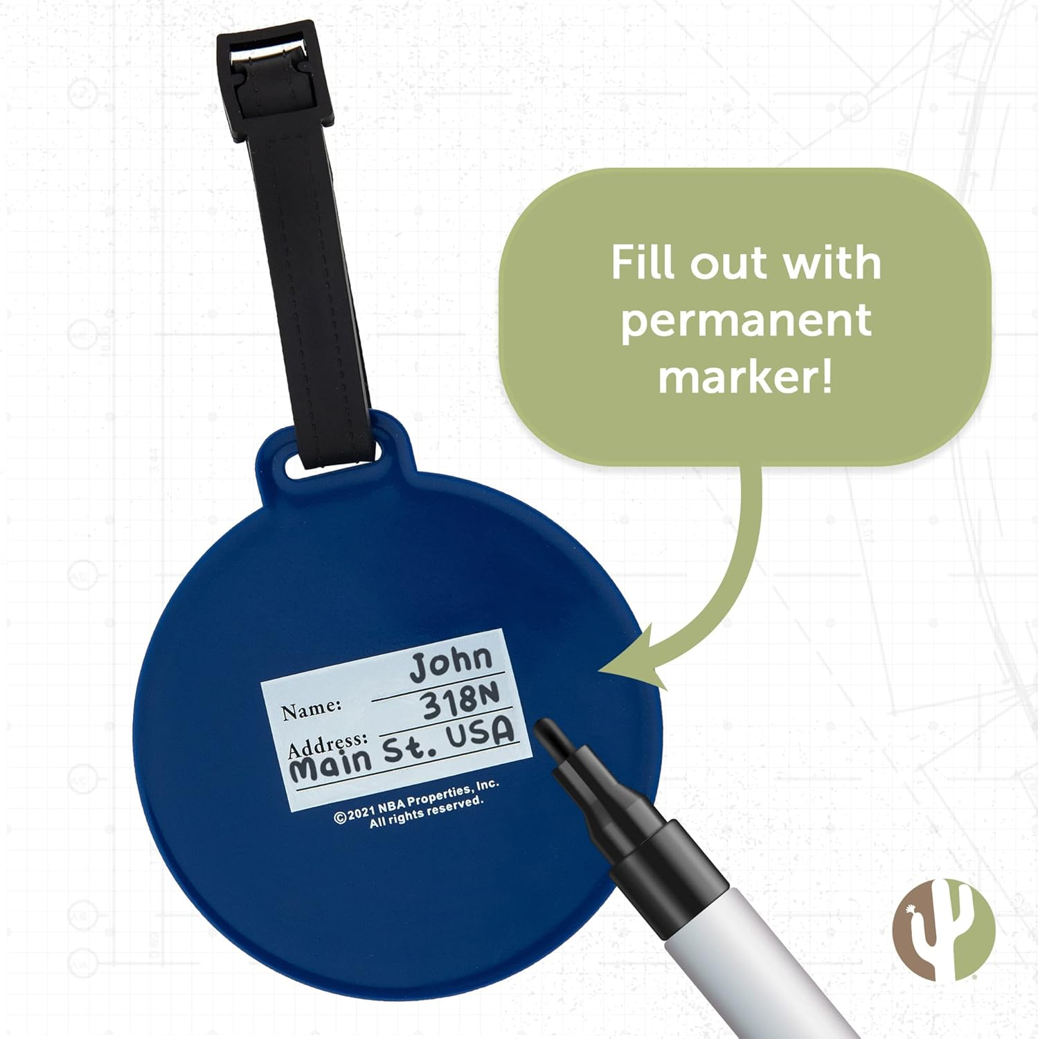 Desert Cactus Golden State Warriors Luggage Tag &ndash; NBA Licensed Bag Tag for Suitcase, Backpack, Travel, or Sports Fan Gear (PVC Luggage Tag) image number 2