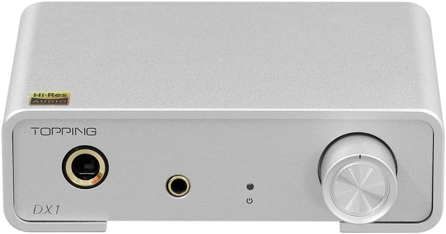 Topping DX1 Hifi DAC Headphone Amplifier Combo, 280Mw X2 Home Audio Stereo HPA Amplifiers, USB to Rca/3.5Mm/6.35Mm Amp with Twostage GAIN AK4493S XU208 32Bit/384Khz DSD256 for IEM (Silver)
