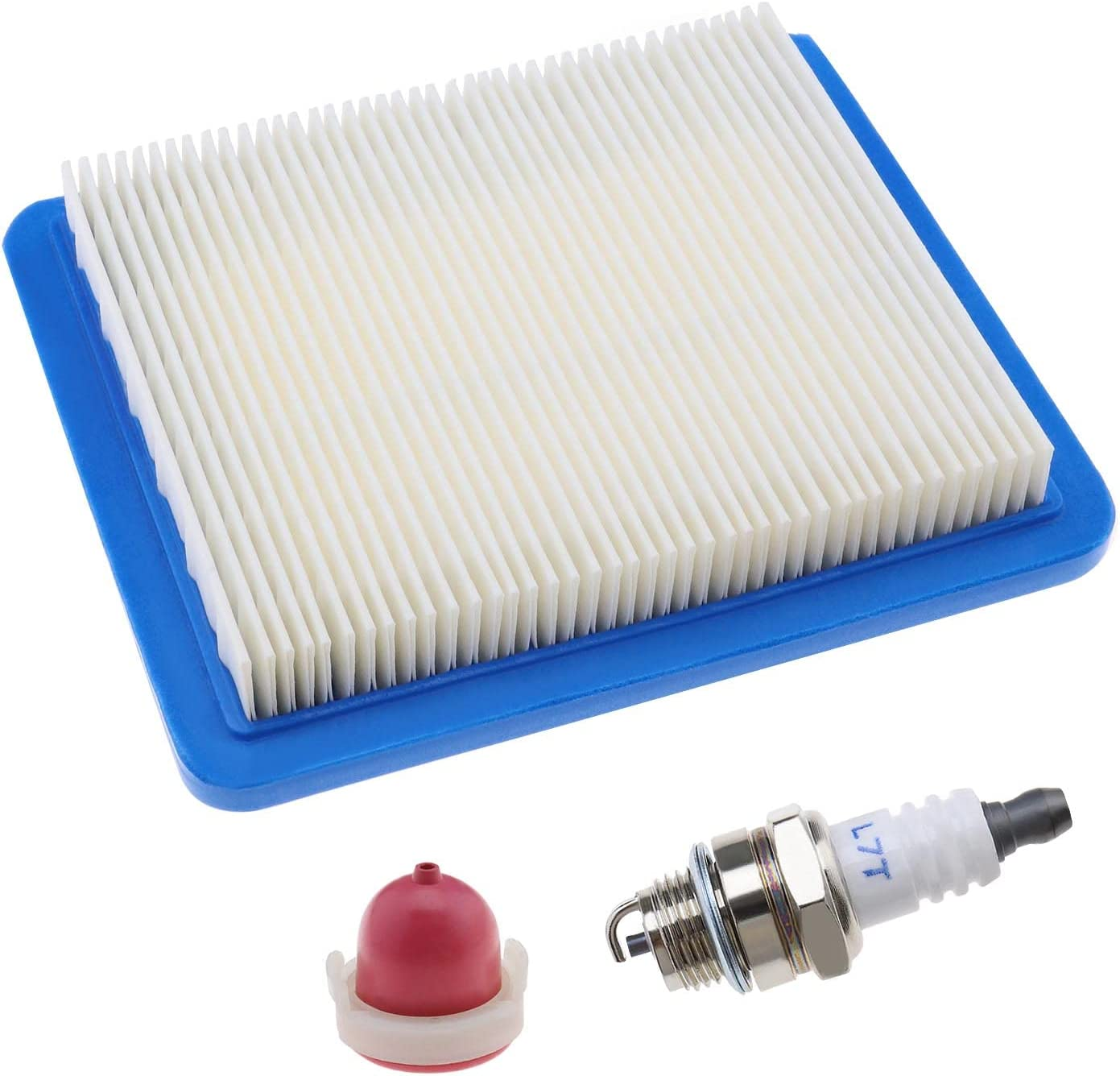 Ecsing Set with 6Pcs Air Filter L7T Spark Plug Prime Bulbs Compatible with Briggs & Stratton Quantum Engine 625 650 675 Serie 491588 399959 694395 image number 1