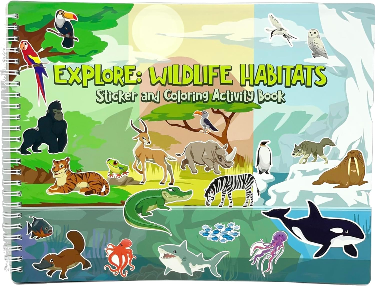 Animal Habitats Sticker and Coloring Book. 9 Habitats with Stickers and Coloring Pages. Engaging, Educational, Interactive, Fun, and Colorful., 198168669563 image number 4