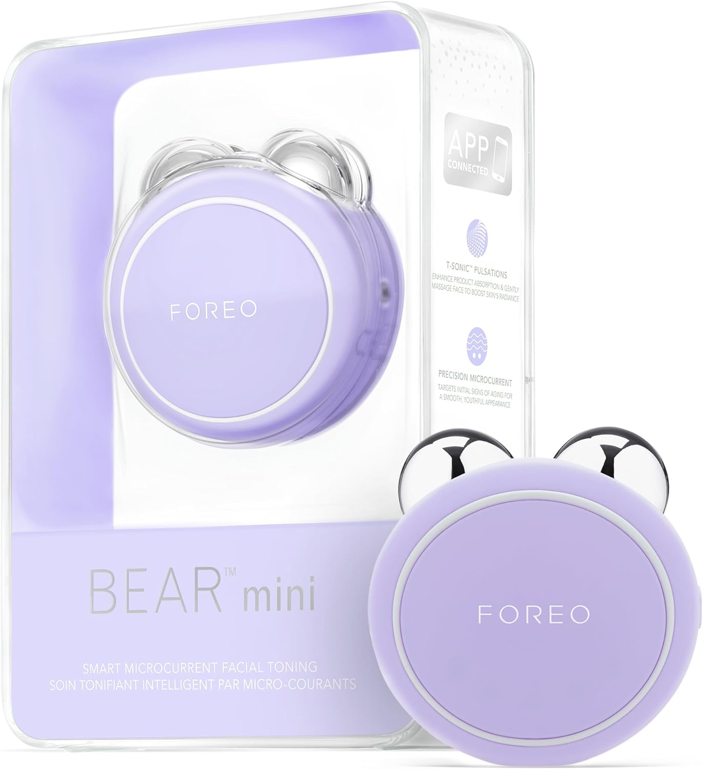 FOREO BEAR Mini Microcurrent Facial Device | 3 Microcurrent Intensities | Anti-Shock System | 90 Uses/Usb Charge | App-Connected | 2-Year Warranty | Lavander image number 1