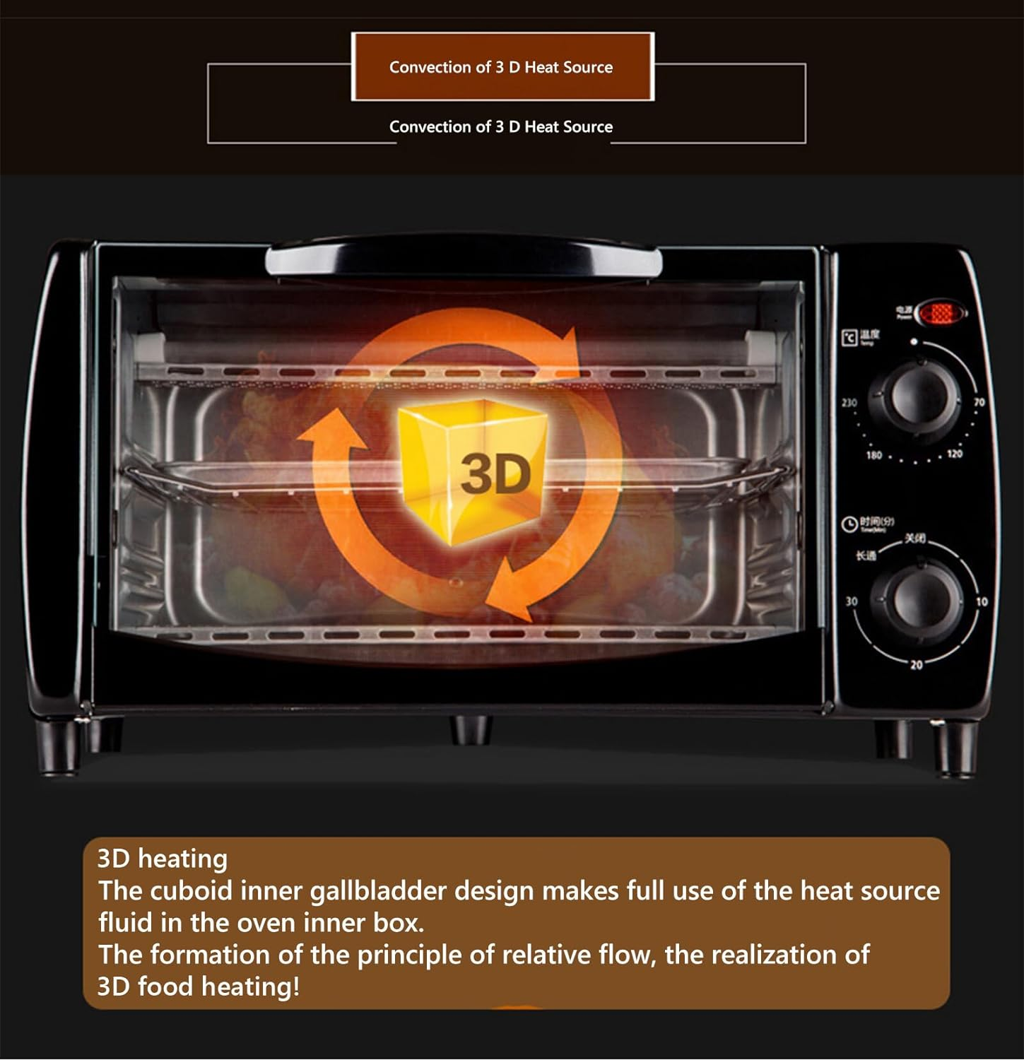 Multifunctional Kitchen Small Electric Oven Baking Cake Independent Temperature Control image number 4