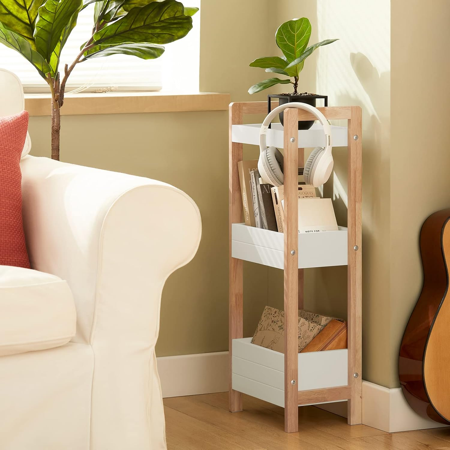 Sobuy 3-Tier Bathroom Shelf, White Storage Shelf, Organizer Shelving Unit, FRG226-WN image number 4