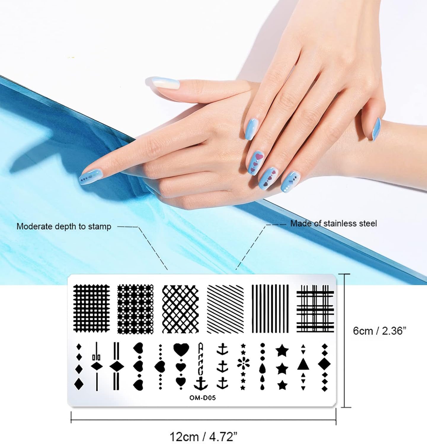 SILPECWEE 10Pcs Nail Art Plates Stamping Templates Set Geometry Design Nail Image Plate Manicure DIY Tools image number 3