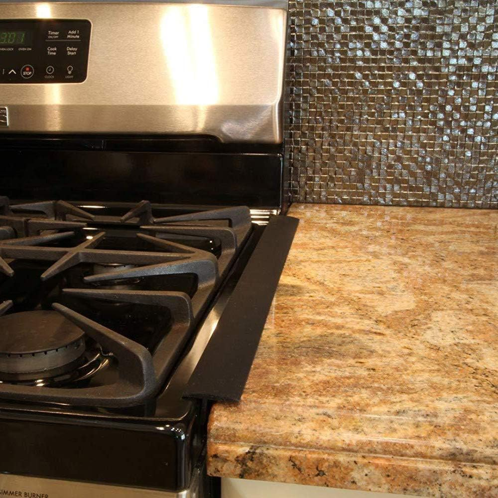 2PC Set Silicone Stove Gap Cover Guard Spill Seal Slit Home Garden Kitchen Accessories Kitchen Cooktop Counter Strip 21Inch (21 Inch, White)