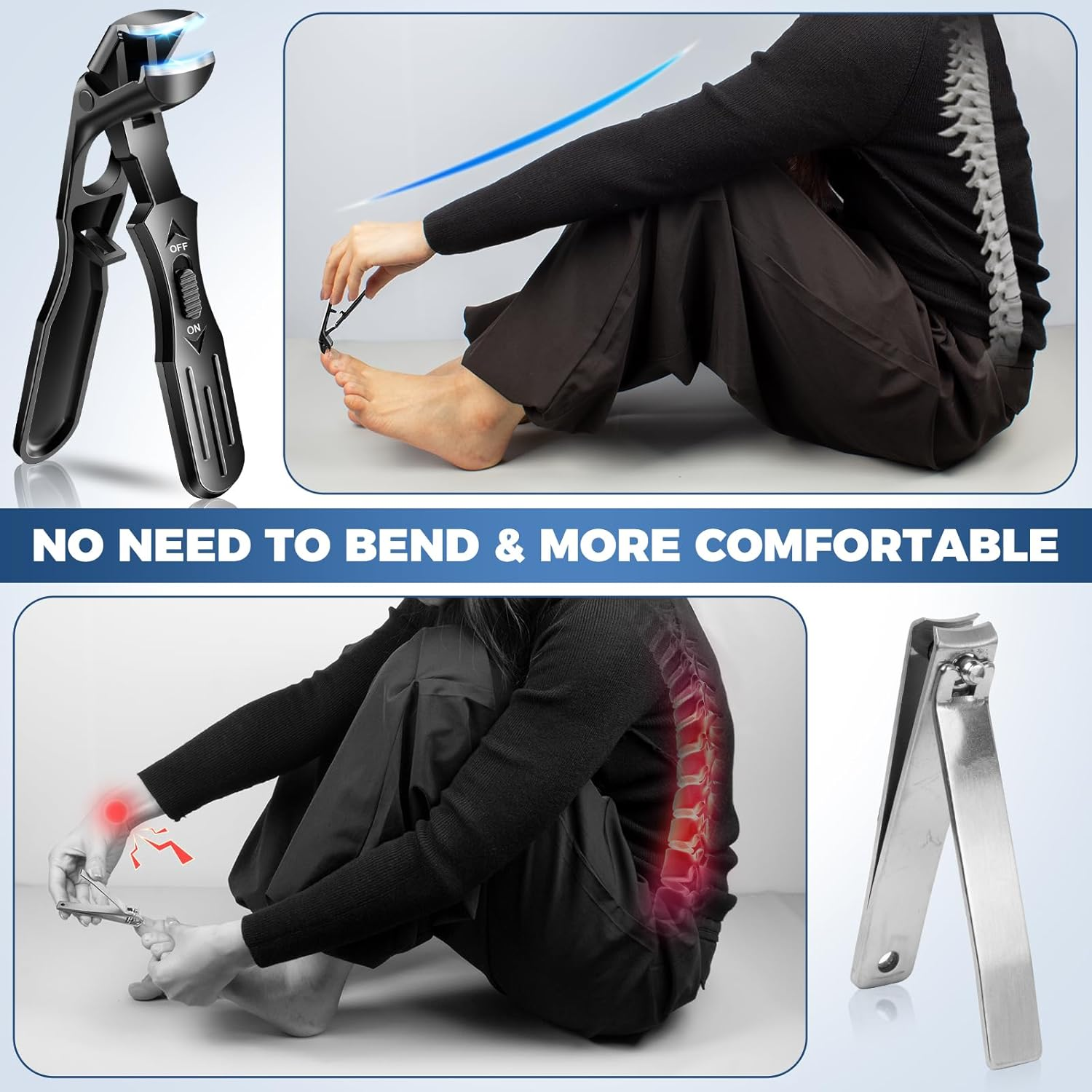 Toenail Clippers for Seniors Thick Toenails, Upgrade Angled Nail Clipper for Seniors, Toe Nail Clippers for Men with Wide Jaw Opening, Sharp Heavy Duty Fingernail Clipper Cutter with Catcher image number 6