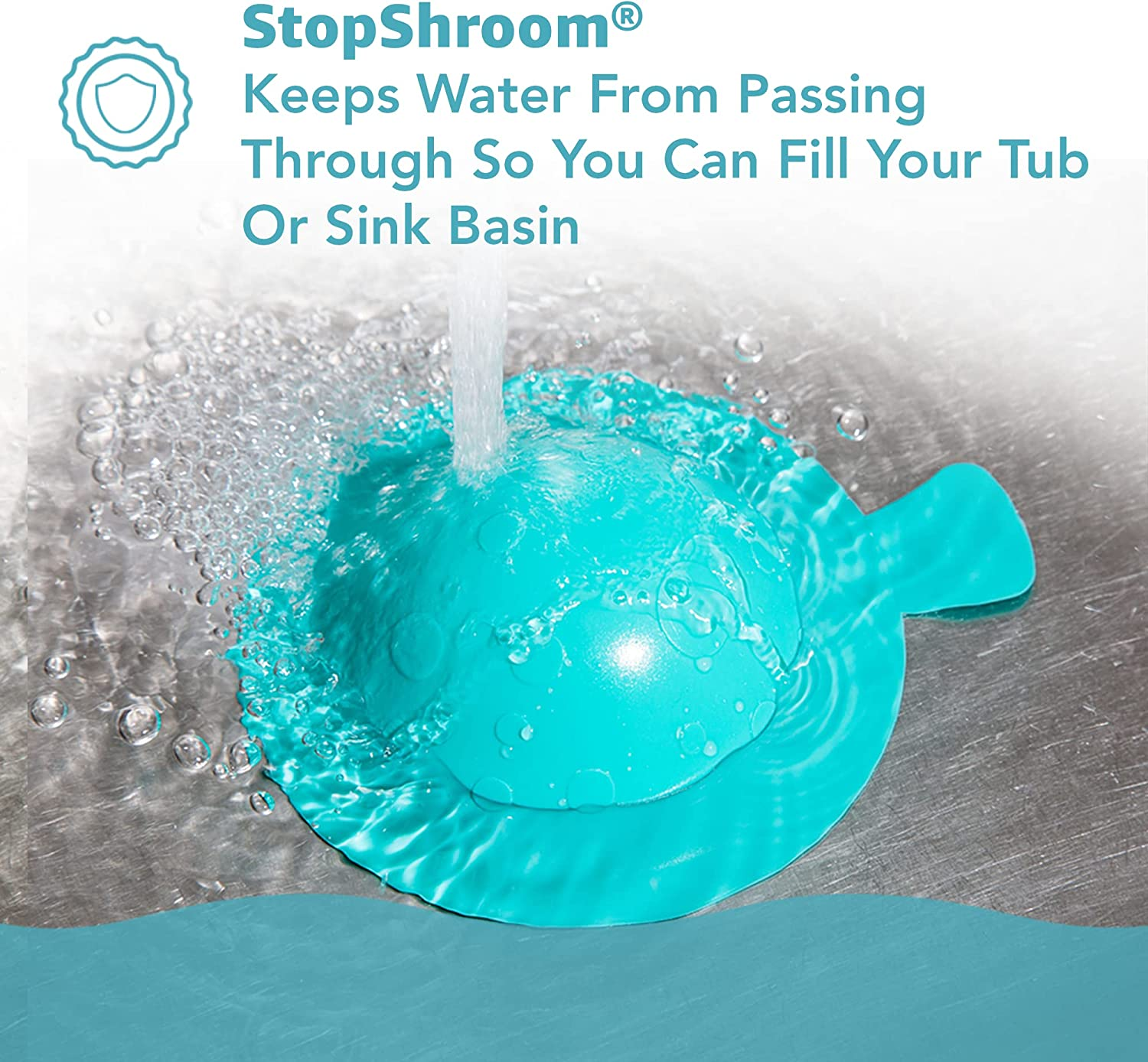 Stopshroom STBLU232 Universal Stopper Plug Cover for Bathtub, Bathroom and Kitchen Drains, Aqua