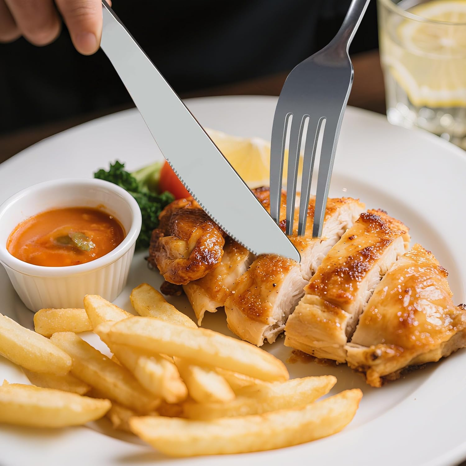 BEWOS 32 Piece Stainless Steel Cutlery Set - Service for 8, Tableware Set with Spoons Knives and Forks Set, Dishwasher Safe & Easy Clean, Mirror Polished Cutlery for Parties/Weddings/Outdoor Picnics image number 4