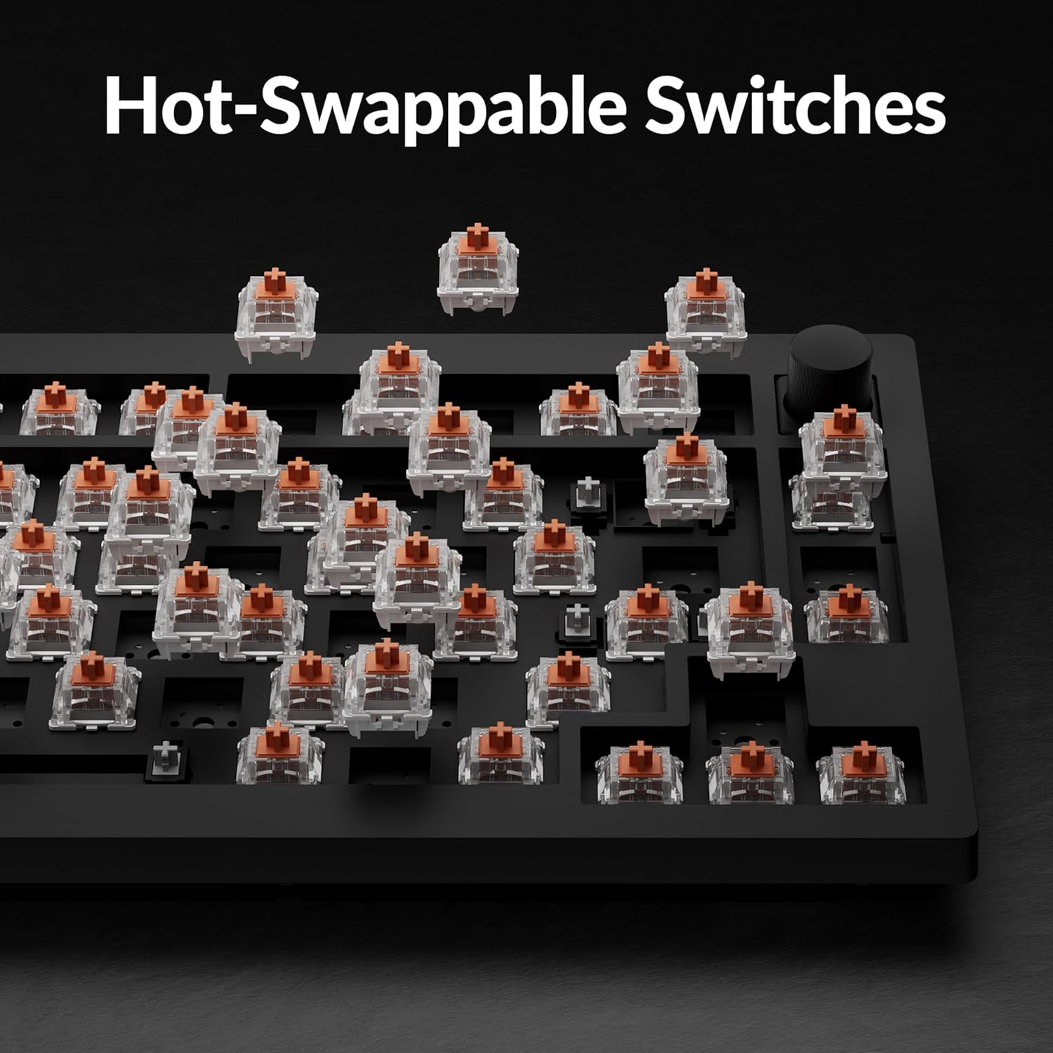 Keychron V1 Max 75% Wireless Mechanical Keyboard, 2.4Ghz/Bluetooth 5.1/Wired QMK Programmable RGB Backlit, Hot-Swappable with K Pro Silent Red Switch Compatible with Mac Windows Linux