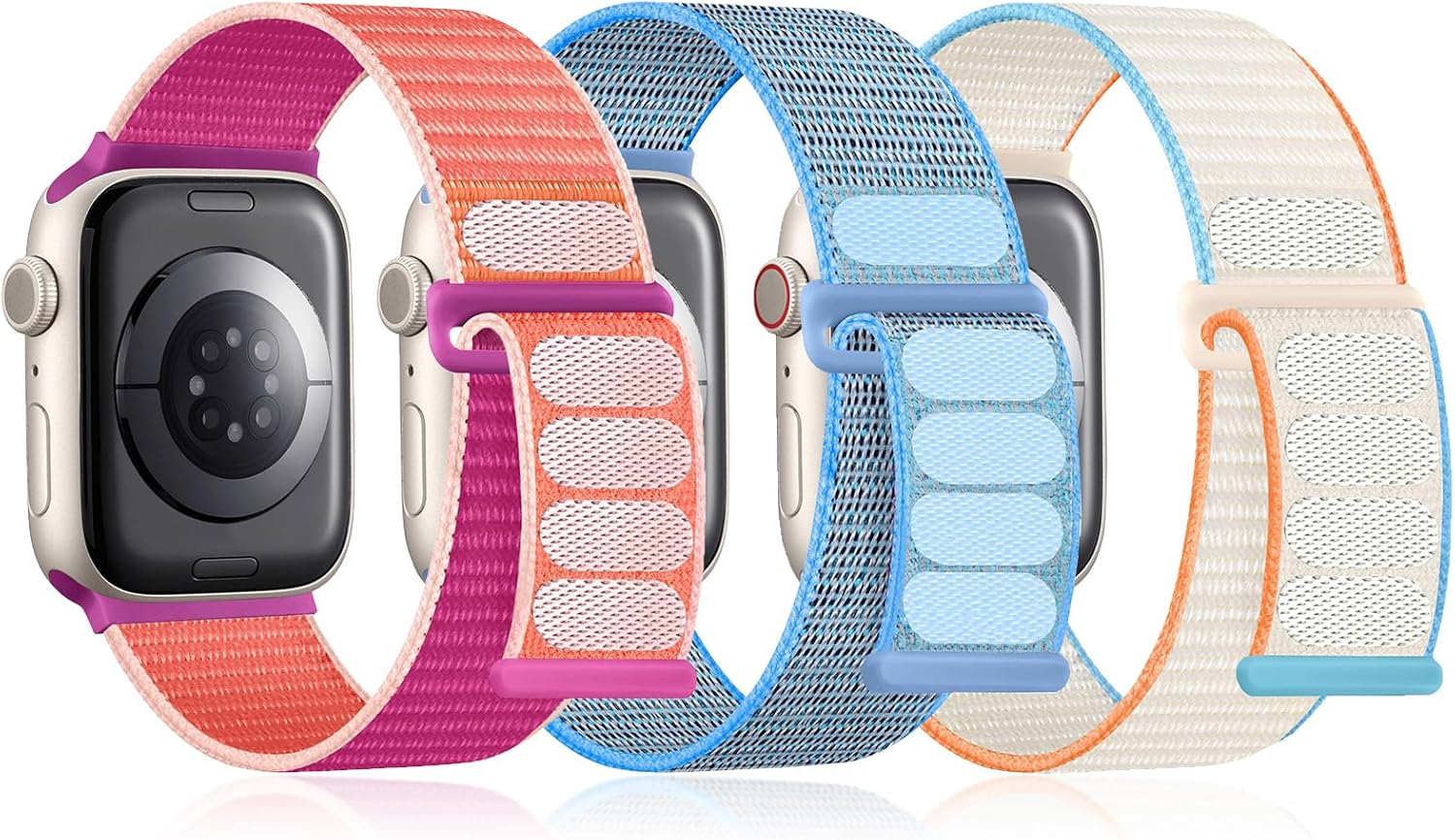 3 Pack Sport Nylon Loop Band Compatible with Apple Watch Band 38Mm 40Mm 41Mm 42Mm 44Mm 45Mm 49Mm 46Mm Women Men, Adjustable Breathable Replacement Strap for Iwatch Series 11/10/9/8/7/6/5/4/3/Se/Ultra