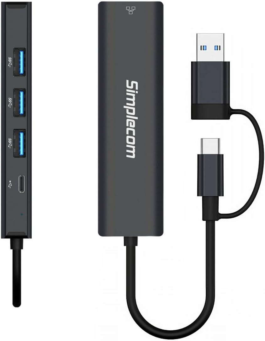 Simplecom CHN436 USB-C and USB-A to 4-Port USB HUB with Gigabit Ethernet Adapter image number 5