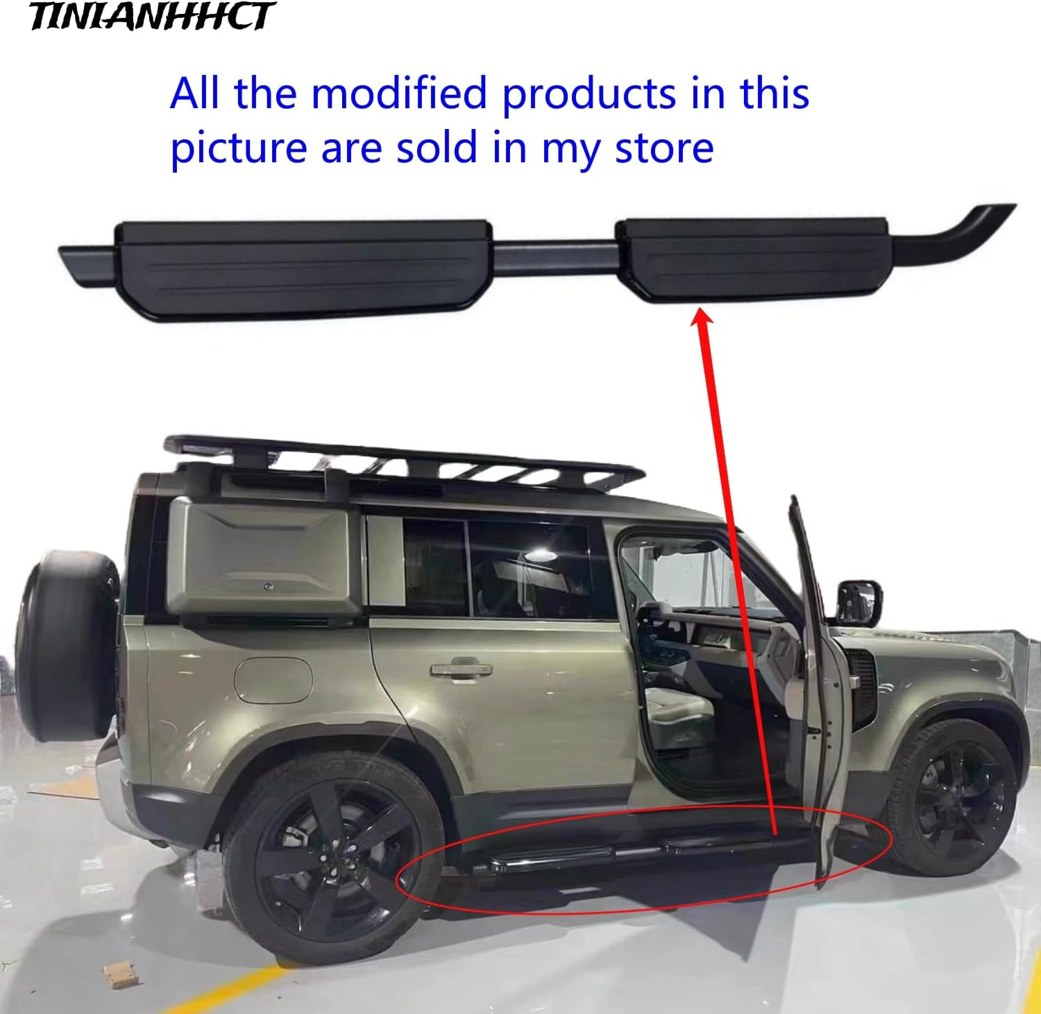 Running Boards Fits for LR Defender 110 130 4Door 2020 2021 2022 2023 2024 2025 Side Steps (No Drilling Required) image number 1