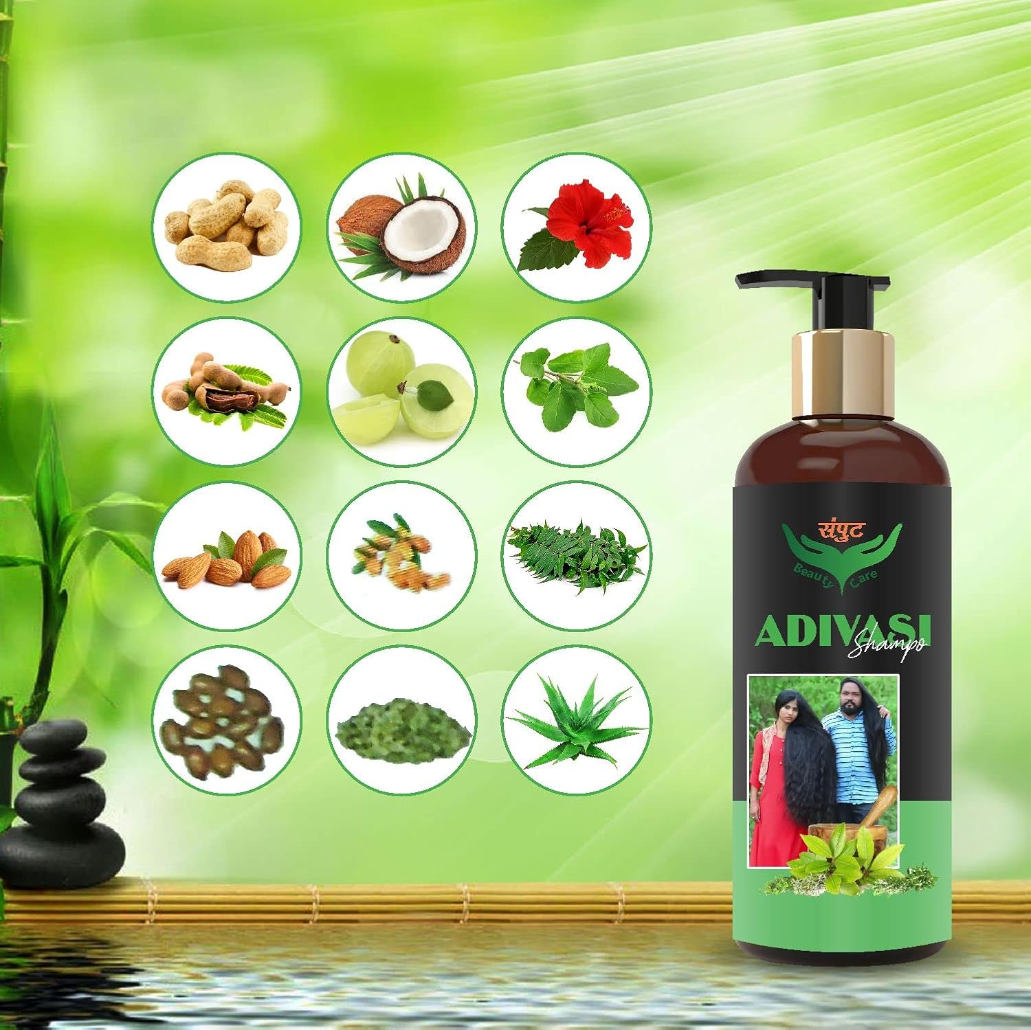 Adivasi Herbal Shampoo Growth and Hair Fall Control Shampoo 1 Litter for Men and Women image number 2